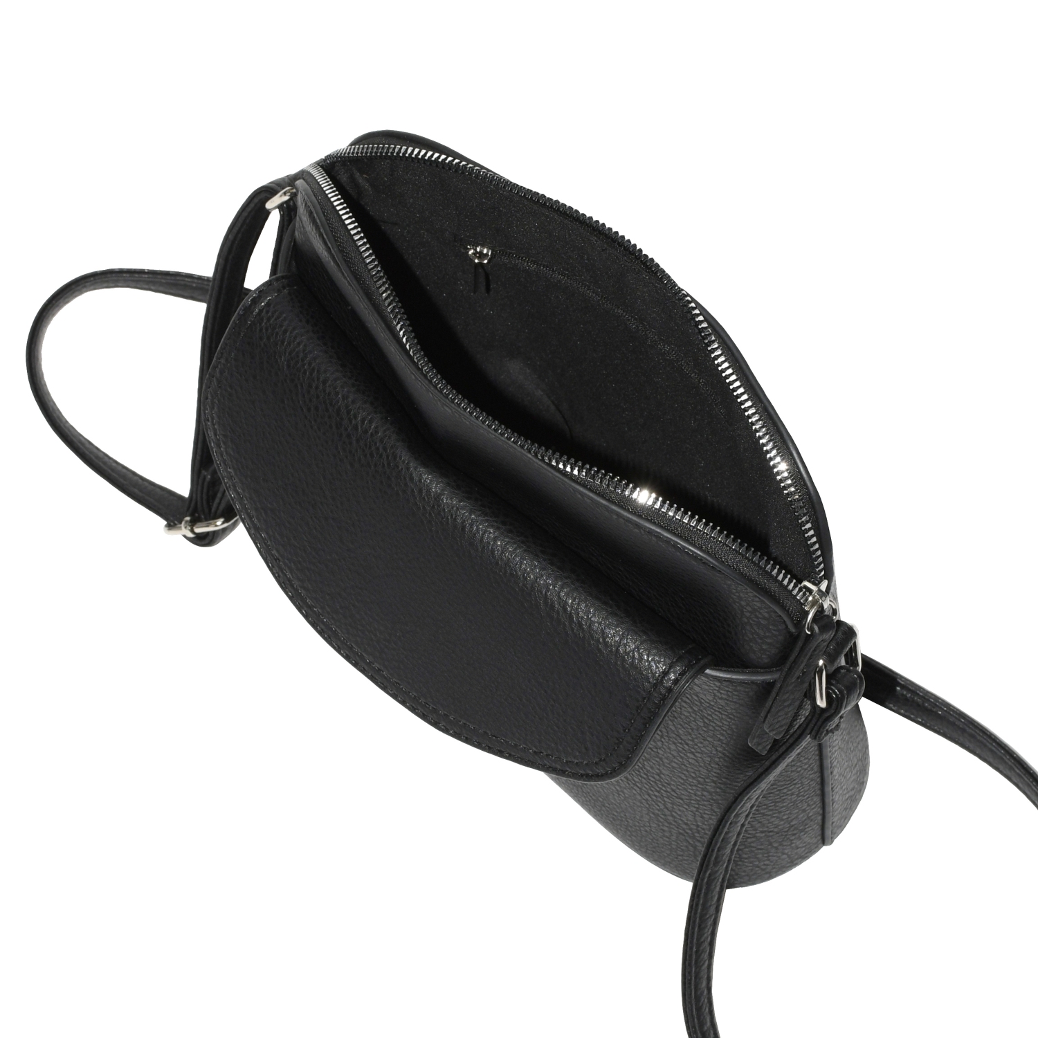 NICCI Crossbody Bag with Front Flap, Black
