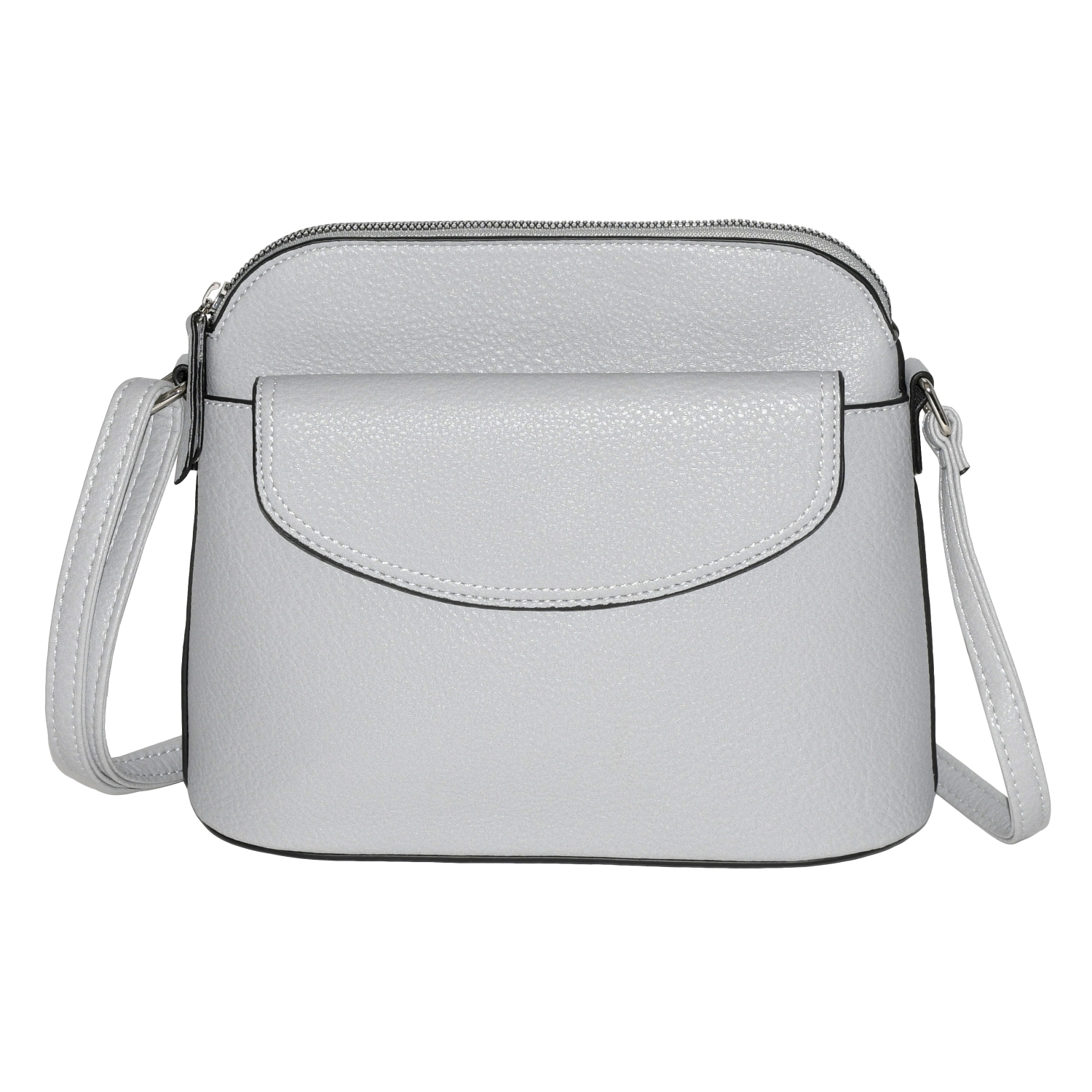 NICCI Crossbody Bag with Front Flap, Light Grey
