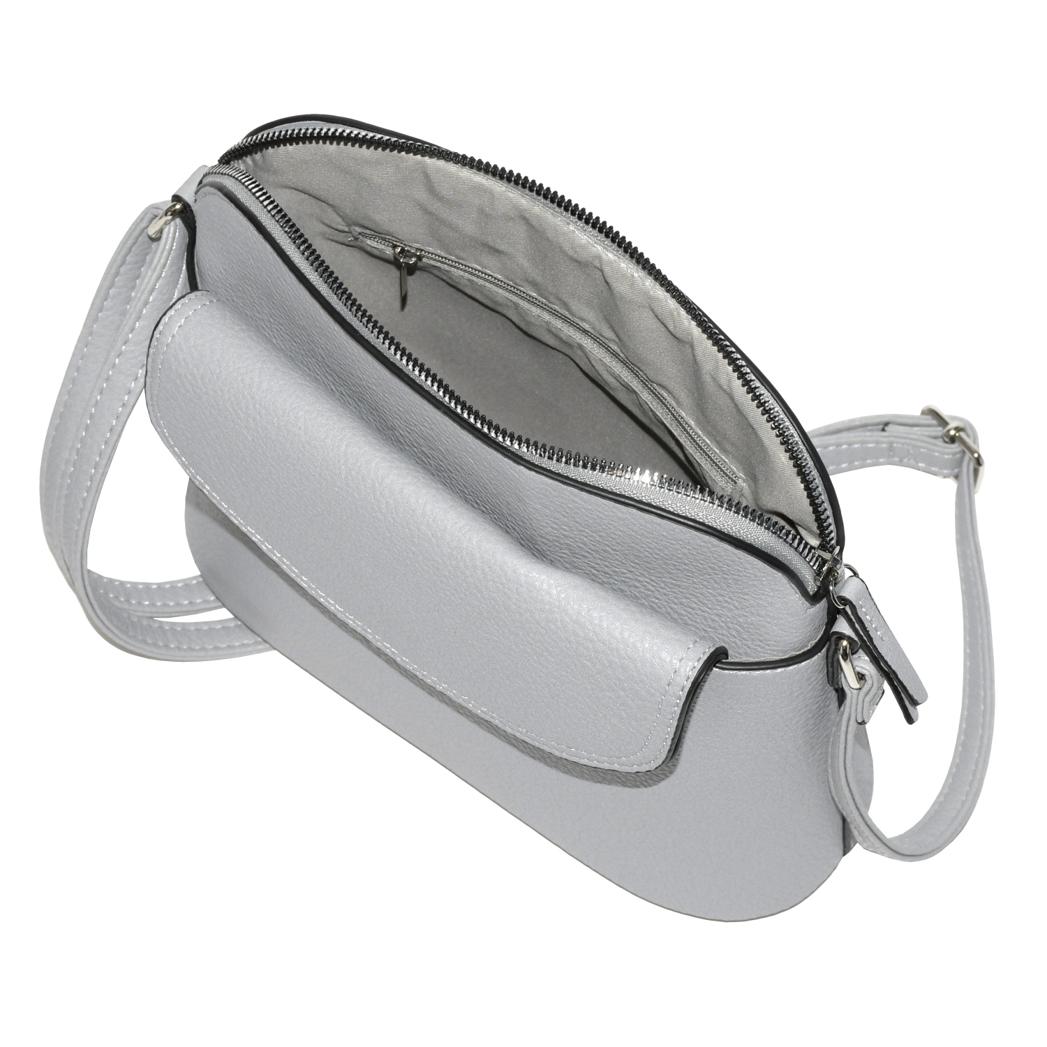 NICCI Crossbody Bag with Front Flap, Light Grey