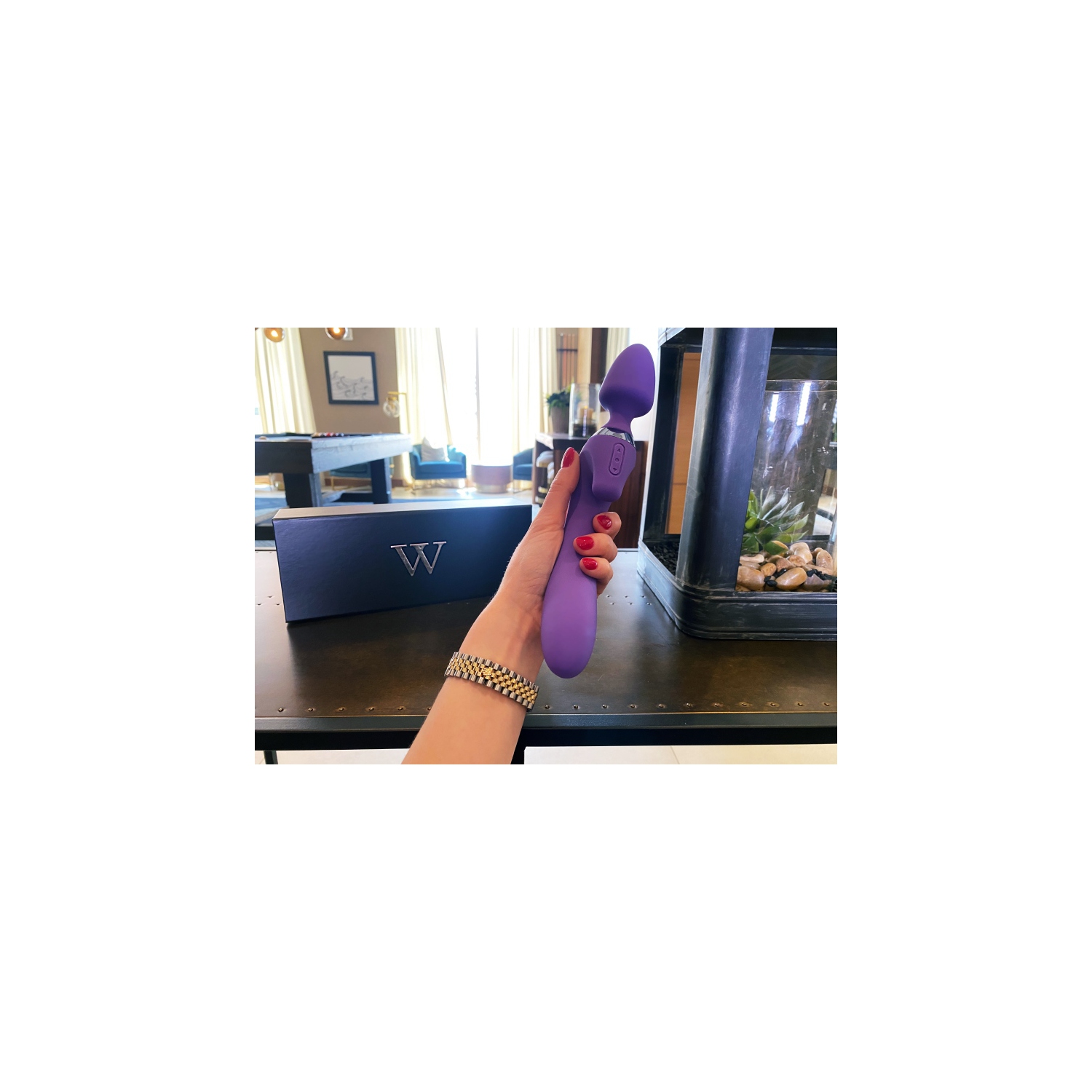 V pour Vibes Dual-Head, vibrateur Magic Wand, Dildo Vesta - Violet