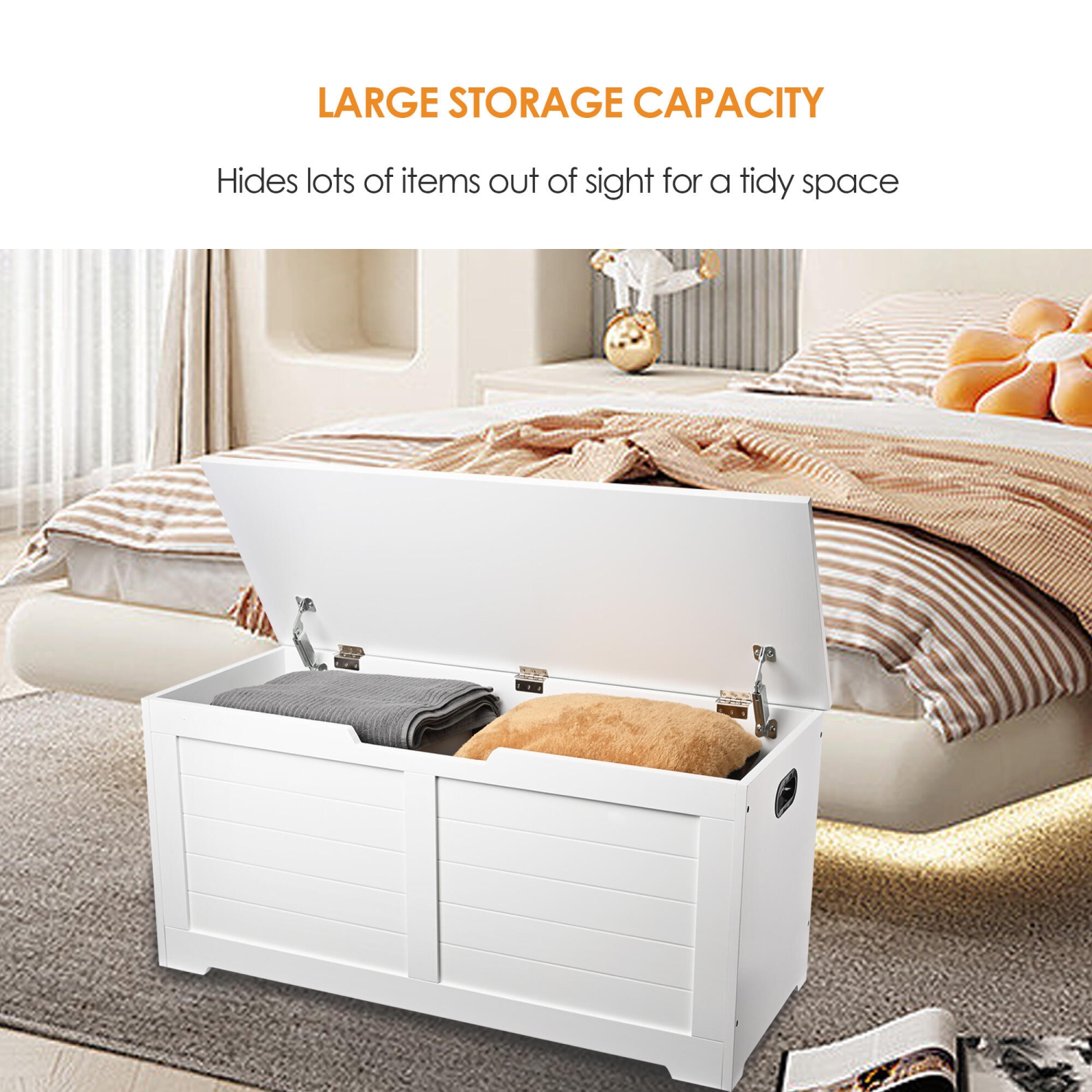 39-inch Toy Boxes and Storage,Toy Chest Box Organizer with Safety Hinges for Storage Bench Shoe Bench and Storage Cabinet
