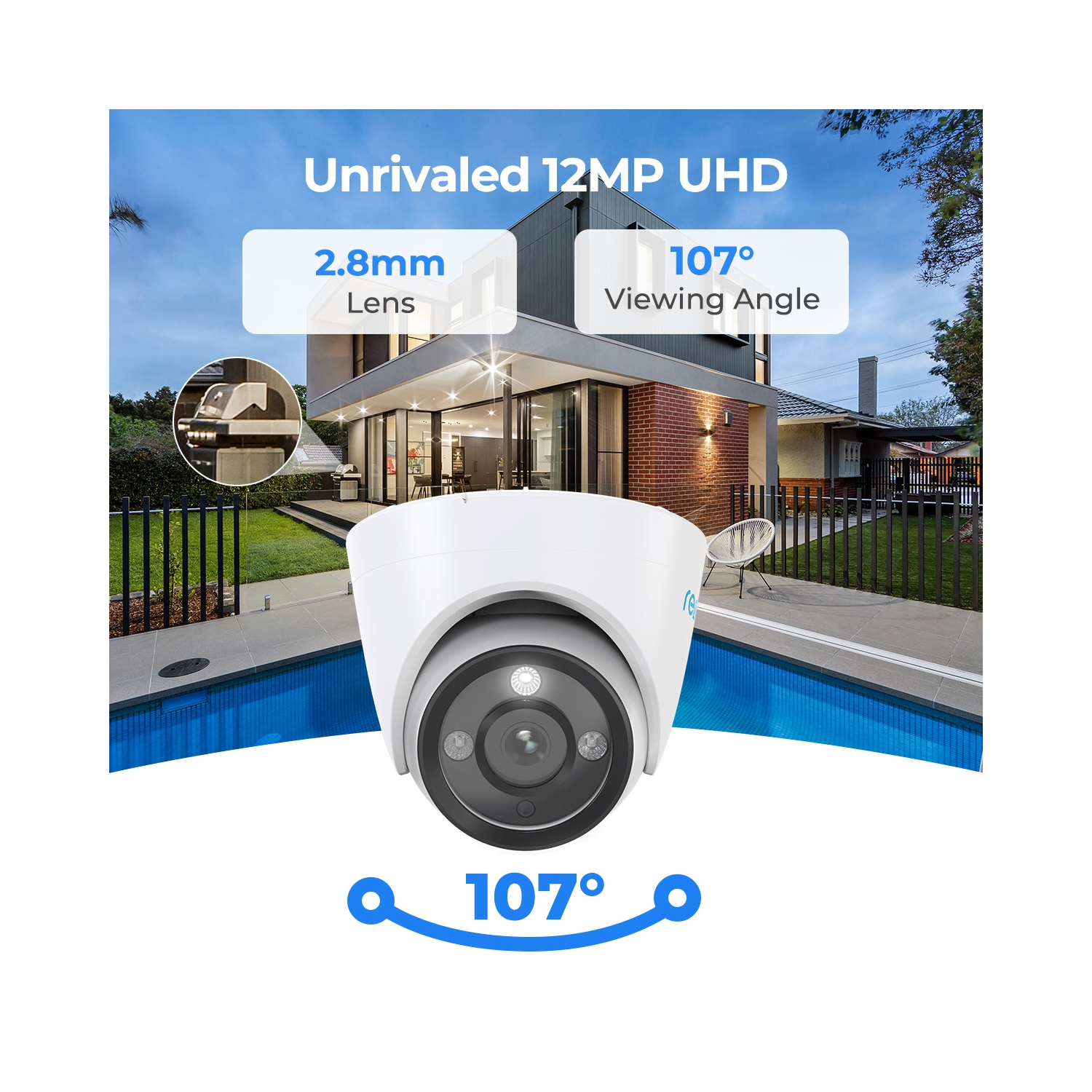 Reolink 12MP Security Camera with PoE, Person/Vehicle Detection, Two-Way Audio, Color Night Vision