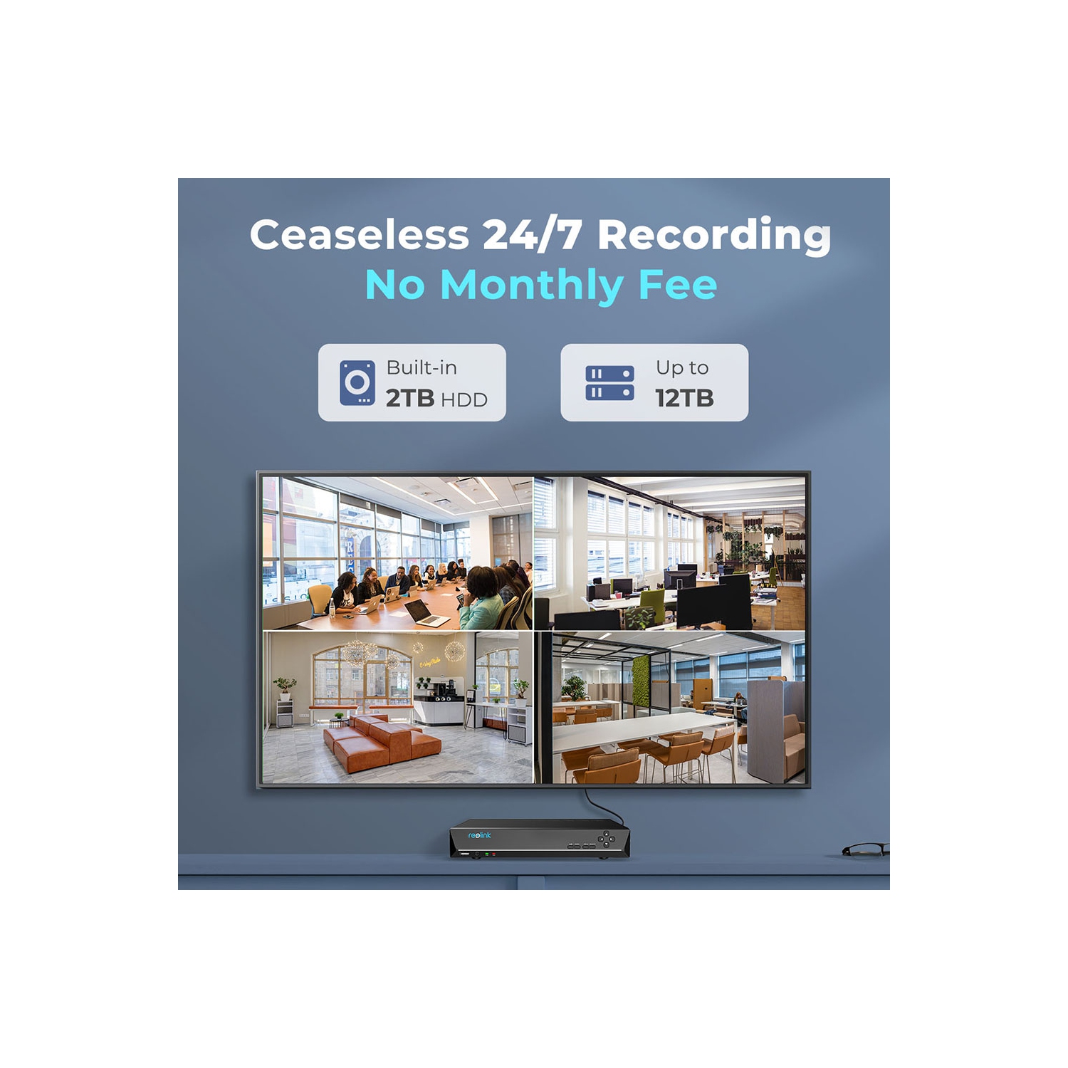 Reolink 12MP UHD Video Surveillance System with Intelligent Detection, Power over Ethernet, 8-Channel 2TB NVR