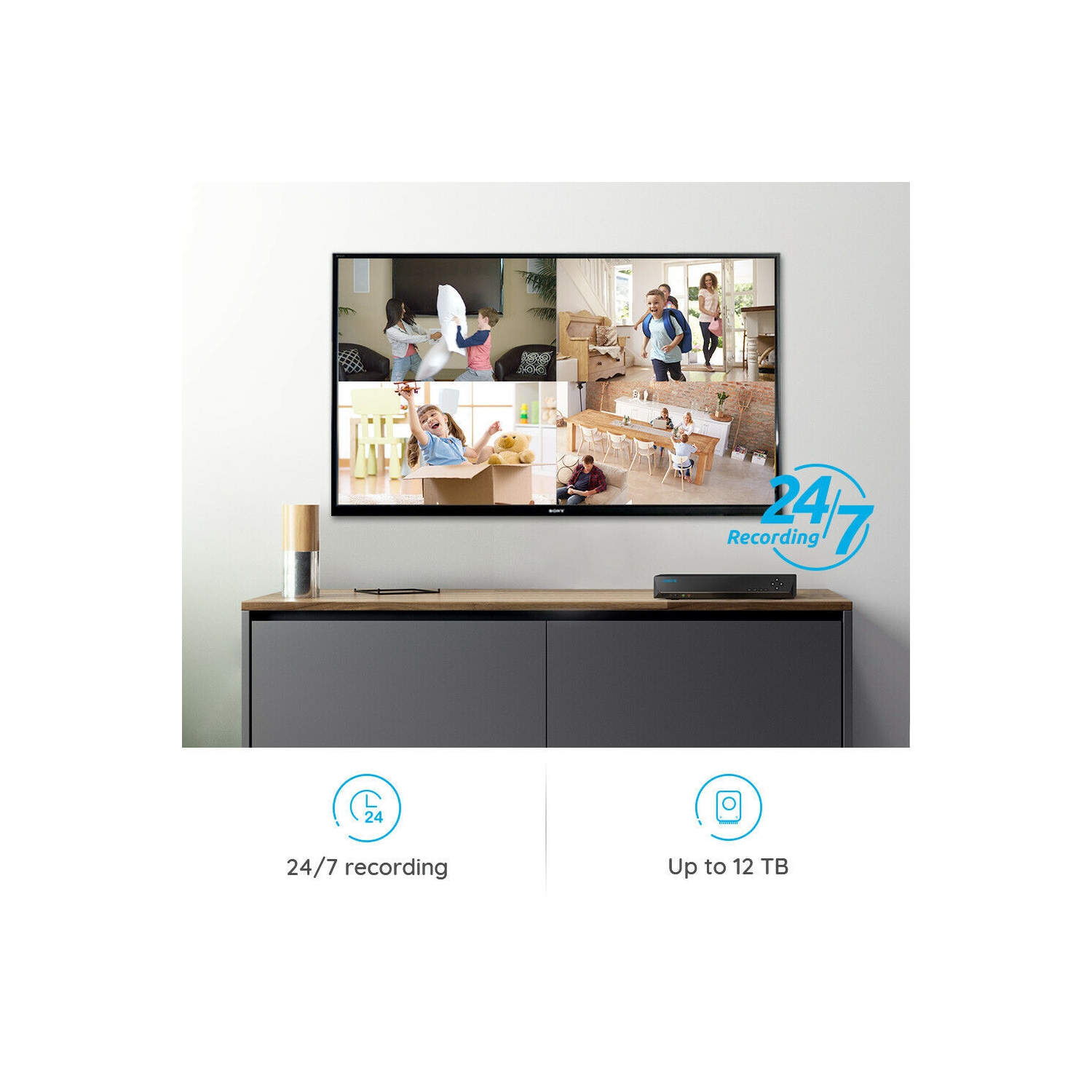 Reolink 16-Channel PoE 4K Security Camera System, Person/Vehicle Detection, 4TB Built-in HDD