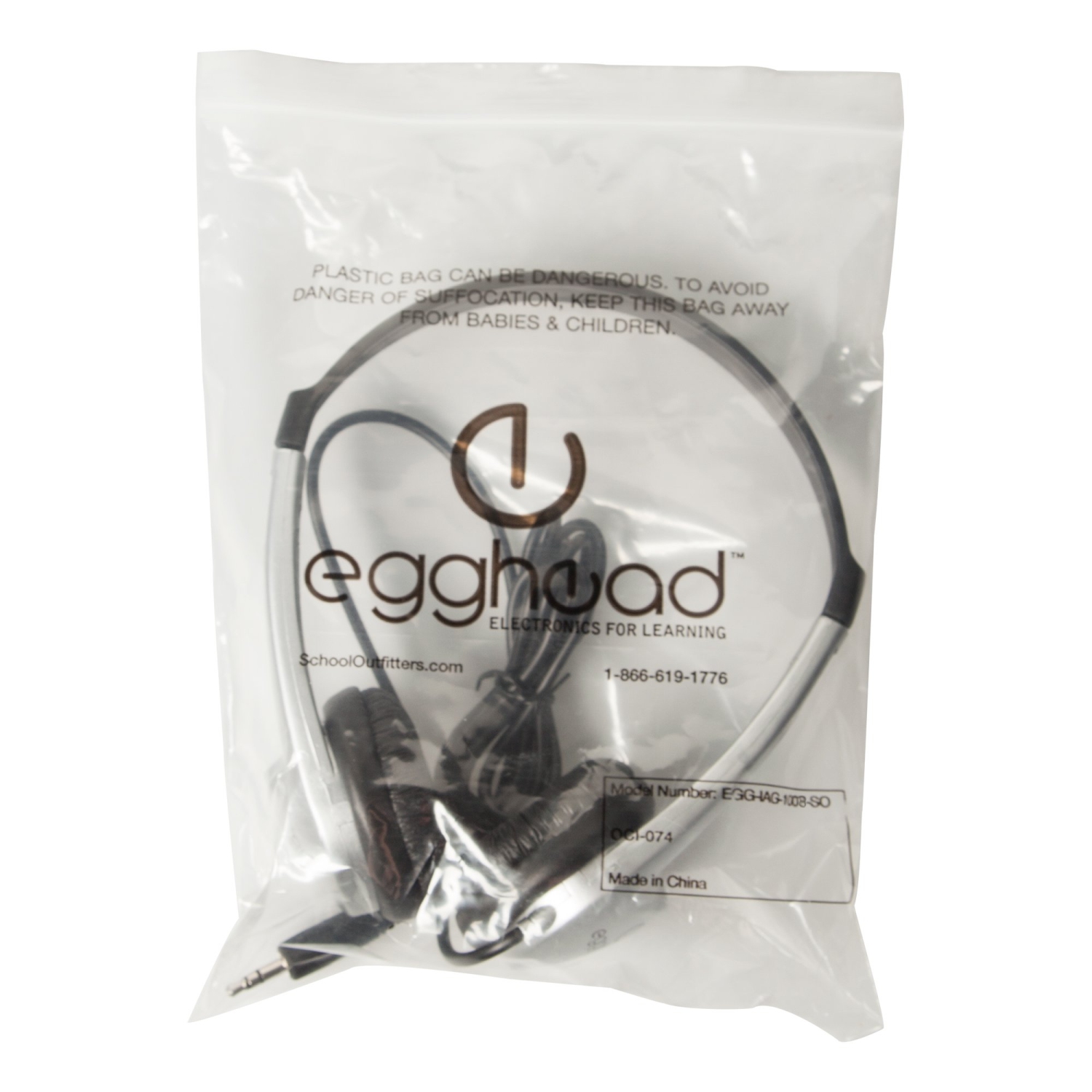 Stereo School Headphone W/Leatherette Ear Cushion (Pack of 20)