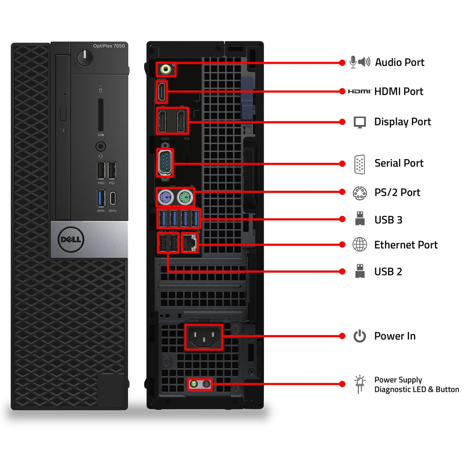 Refurbished - Dell OptiPlex 7050 SFF (Core i7 7th Gen|New 27" FHD Monitor|32GB RAM|1TB SSD|Win 10 Pro| GT 1030| Gaming Headset) Business Desktop PC -