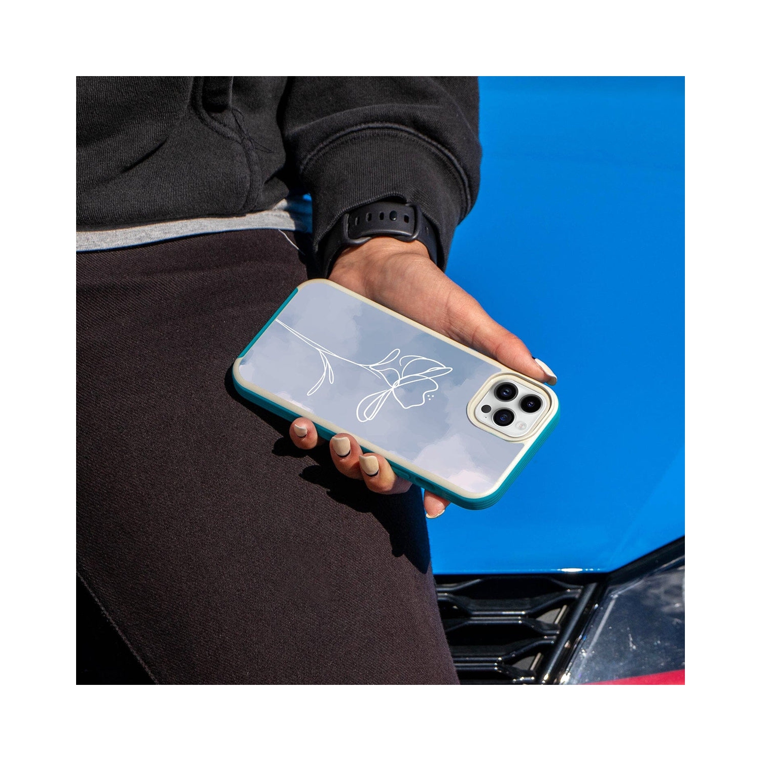 MagSafe iPhone 14 Pro Max Blue Flower Case