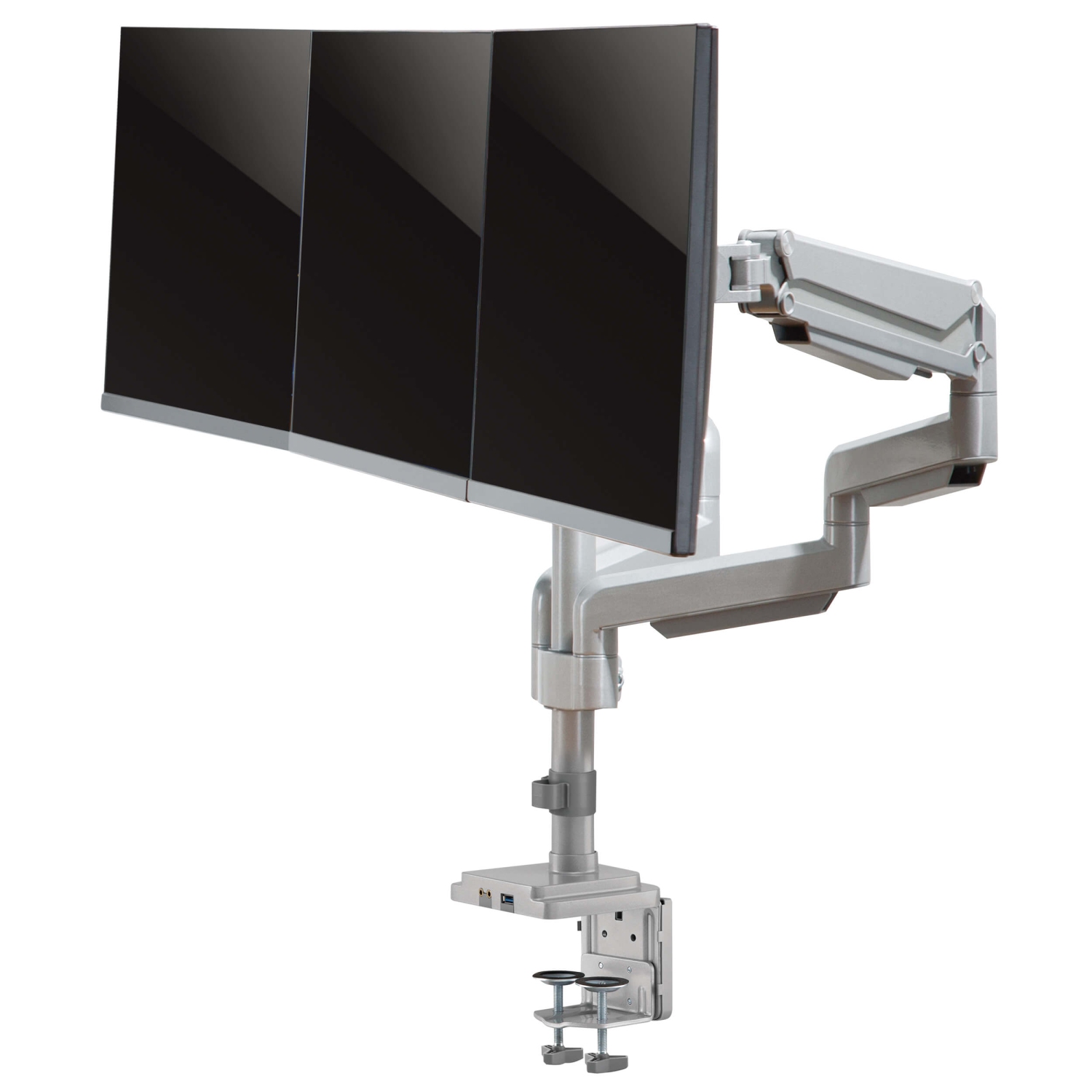 Tripp Lite 17"-30" Triple-Display Gas-Spring Flex-Arm Desktop Clamp and Grommet - Silver