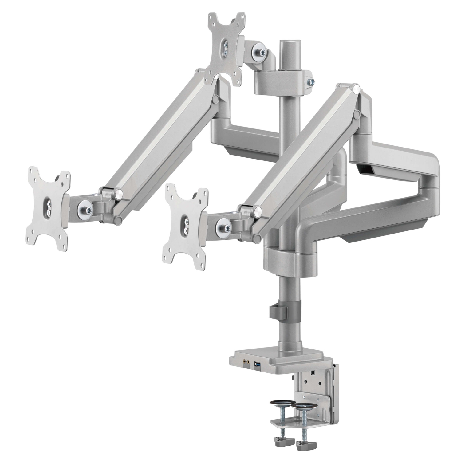 Tripp Lite 17"-30" Triple-Display Gas-Spring Flex-Arm Desktop Clamp and Grommet - Silver