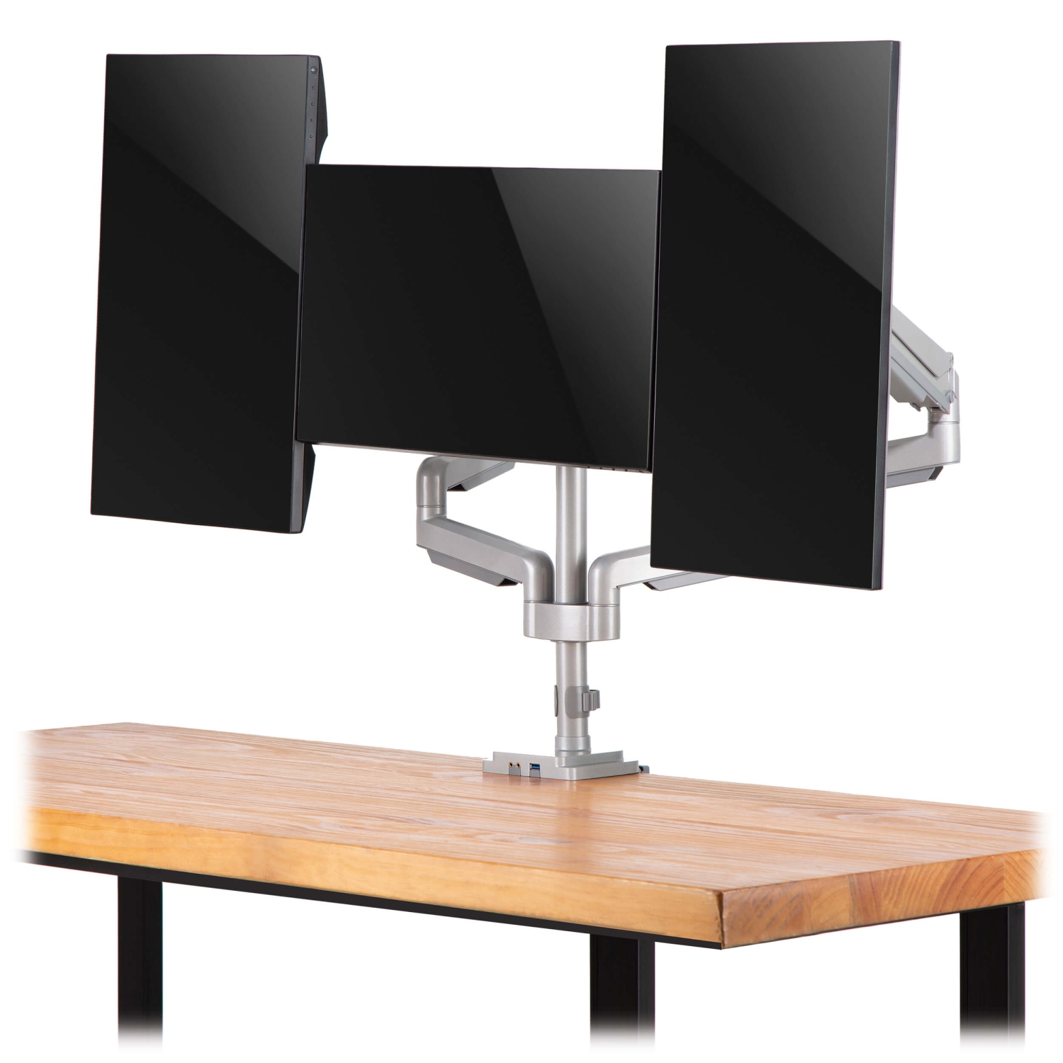 Tripp Lite 17"-30" Triple-Display Gas-Spring Flex-Arm Desktop Clamp and Grommet - Silver