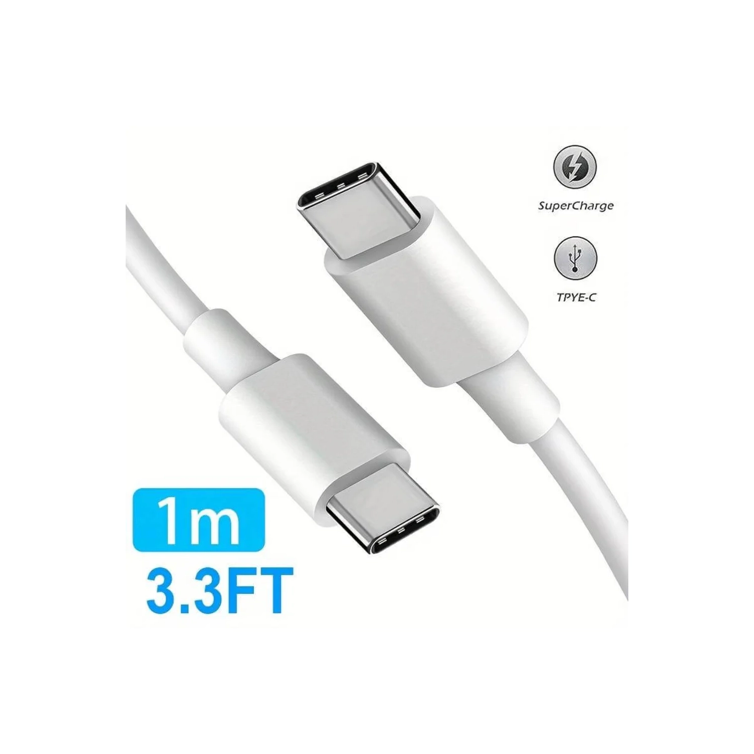 20-120W PD Quick Charge USB-C Cable: Super-Fast Charging for Android, Tablet, Laptop - Power Delivery Technology- 1m 3.3 feet