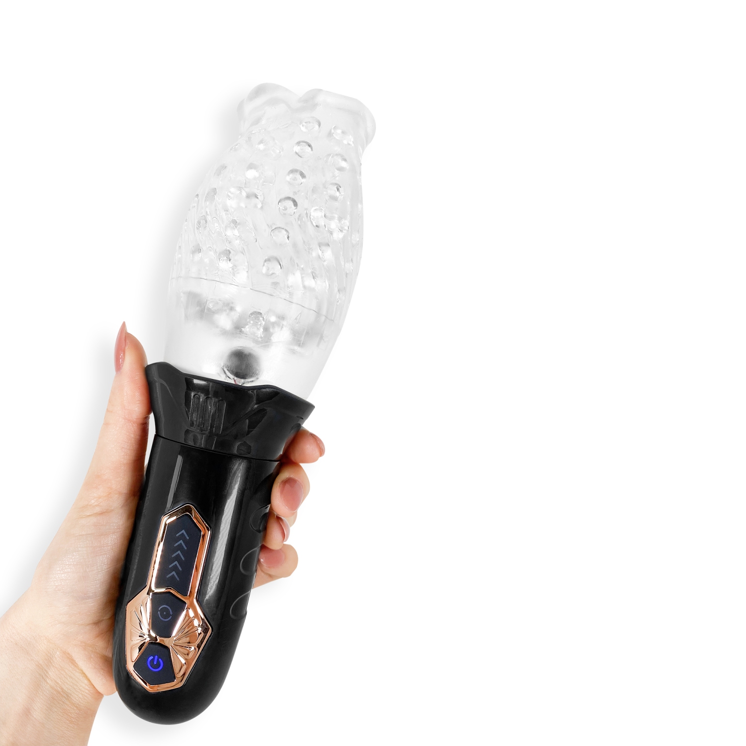 V pour Vibes Masturbateur rotatif mâle, Vibrateur mâle Vulcan - transparent, noir