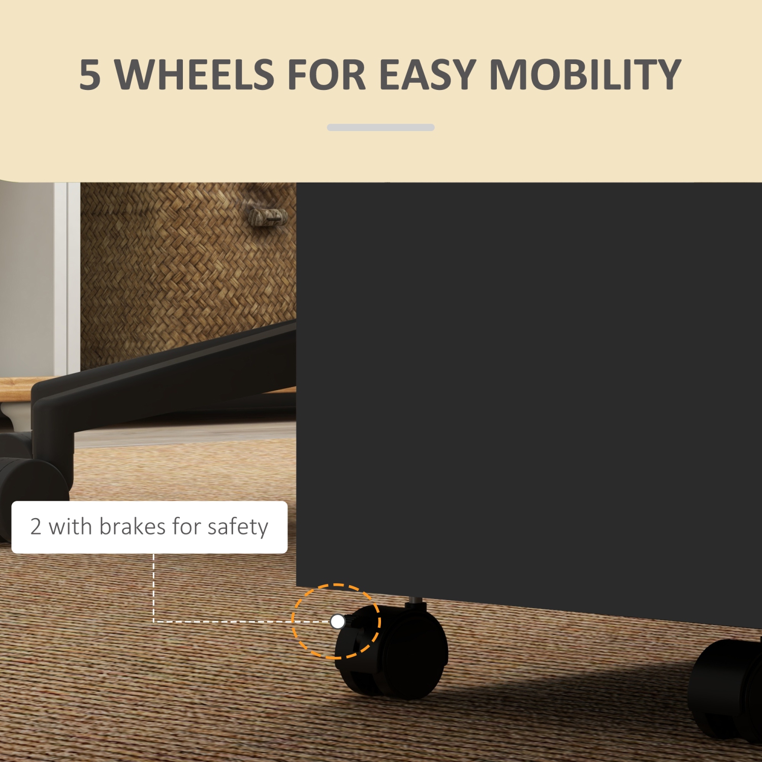 Vinsetto – Classeur vertical pour le bureau à domicile, classeur à 5 roulettes, support pour imprimante avec 2 tiroirs pour les dossiers de format