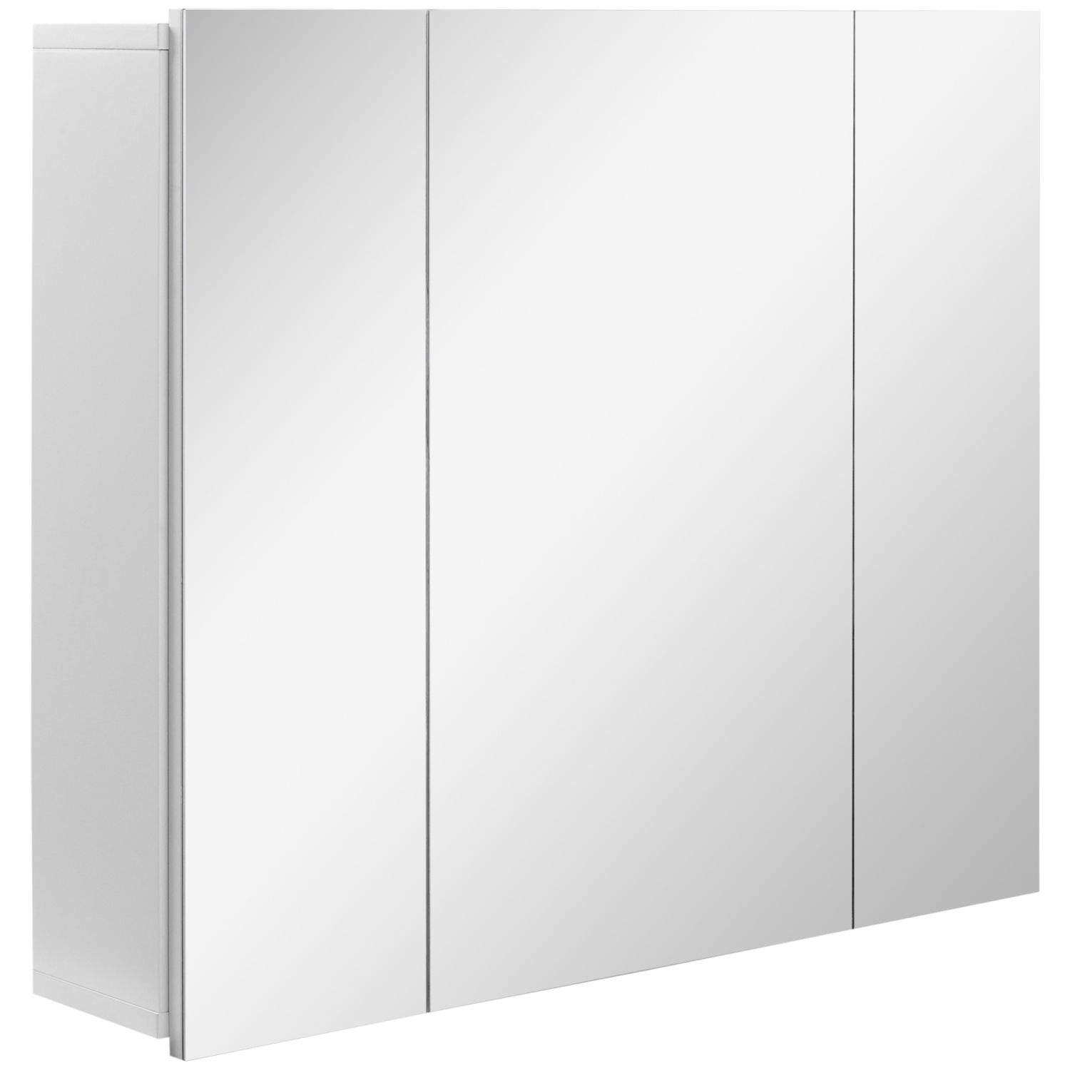 kleankin 28" x 24" Medicine Cabinet, Wall Mounted Bathroom Mirror Cabinet with Mirrored Doors, Adjustable Shelves, White