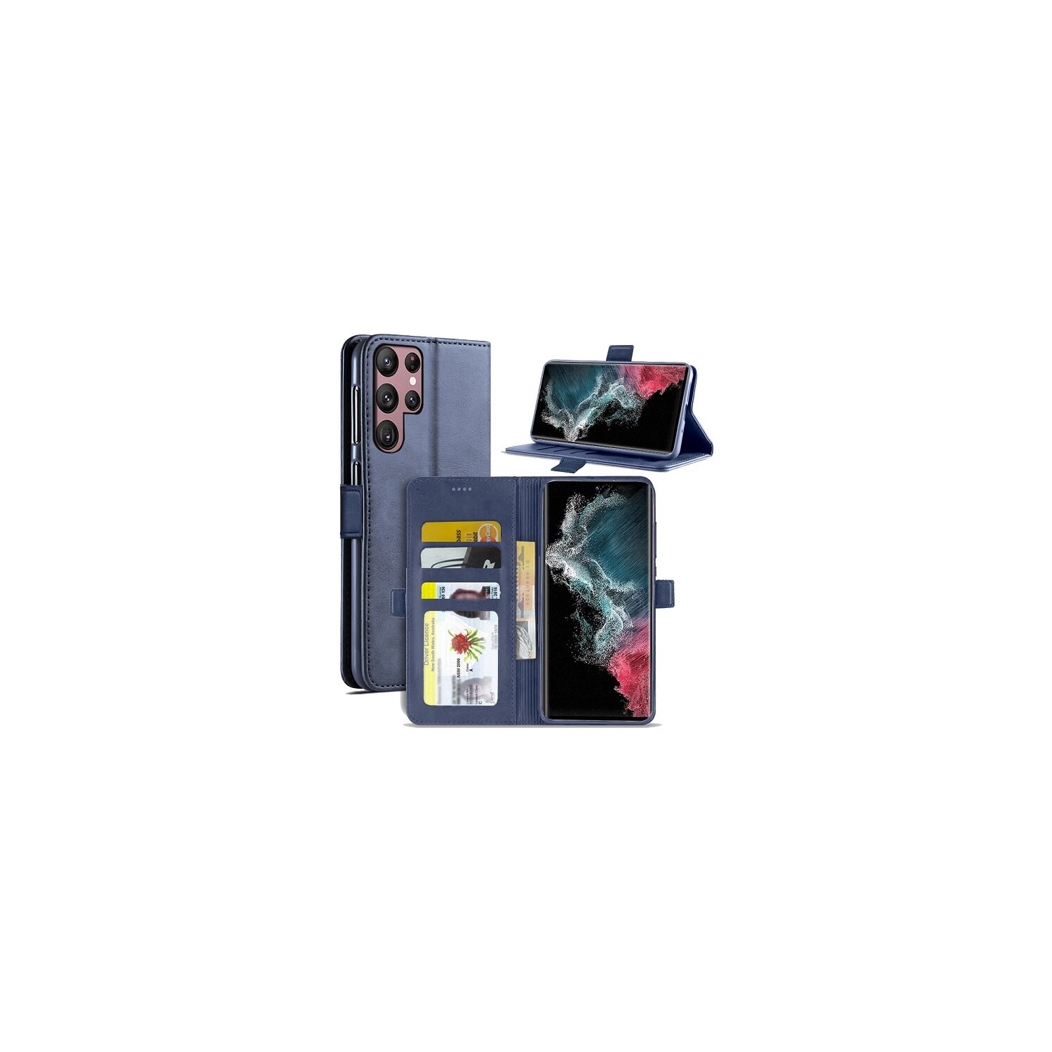 Compatible with Samsung Galaxy S23 Ultra 5G Wallet Case, Premium Leather Flip with Card Slots Kickstand Magnetic Buckle Shockproof Protective Cover