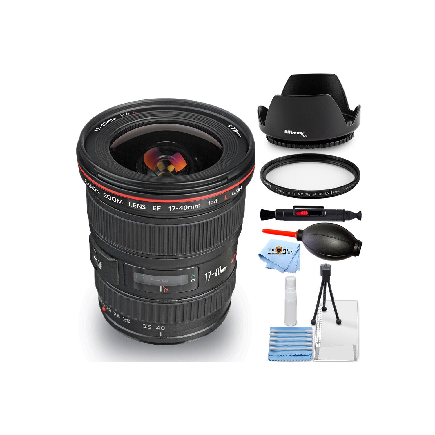 Canon EF 17-40mm f/4L USM Lens 8806A002 - 7PC Accessory Bundle