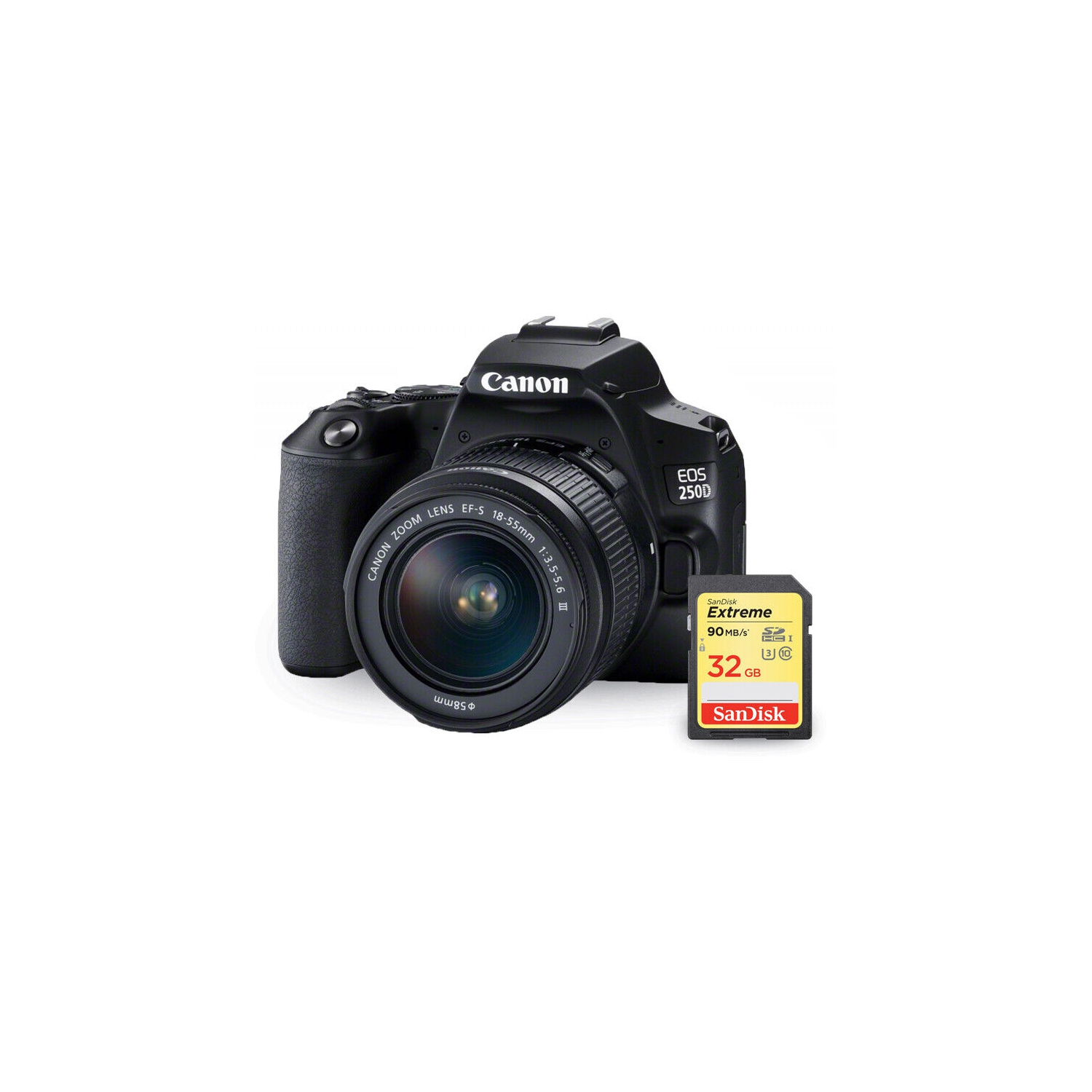 Canon EOS 250D/Rebel SL3 with 18-55mm f/3.5-5.6 III Lens + Sandisk Extreme 32GB