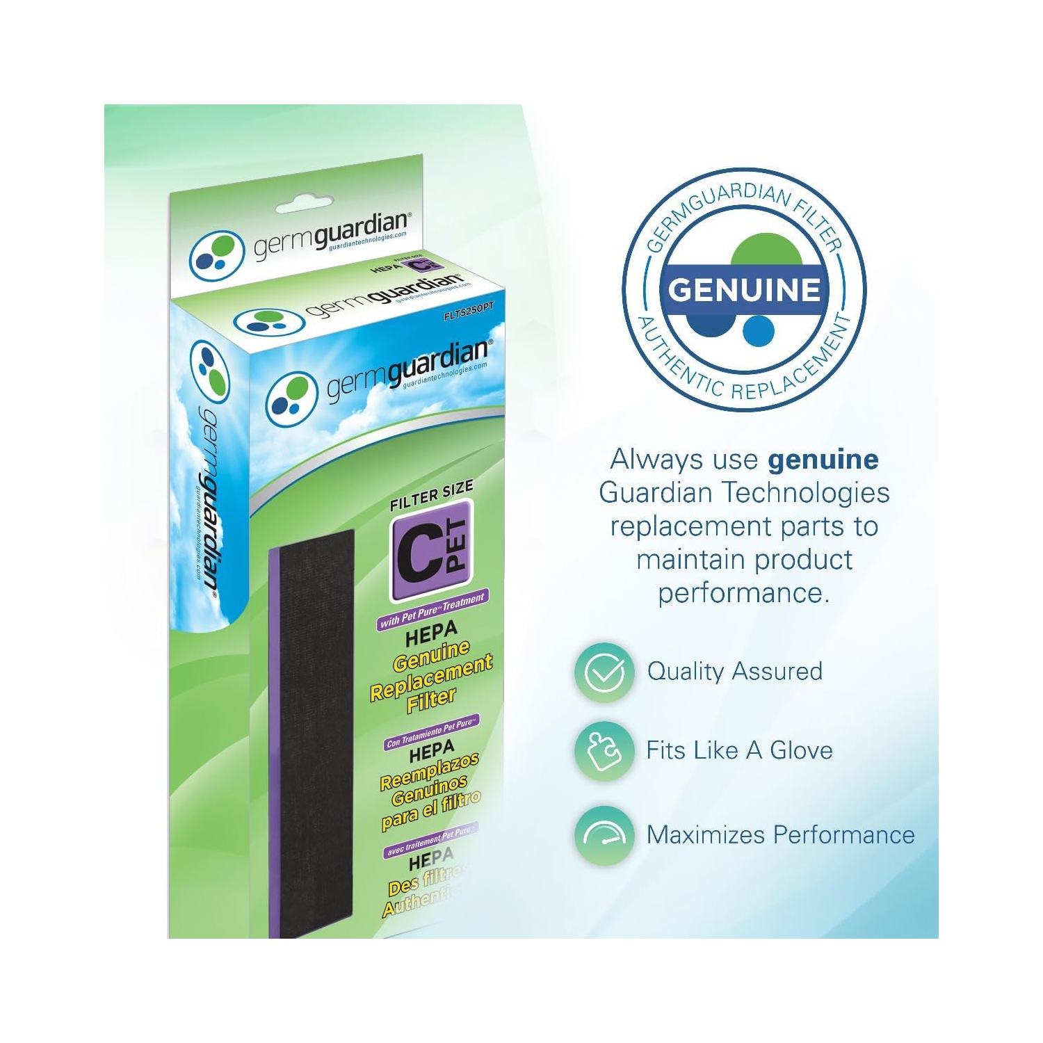Open Box - Germ Guardian FLT5250PT True HEPA GENUINE Air Purifier Replacement Filter