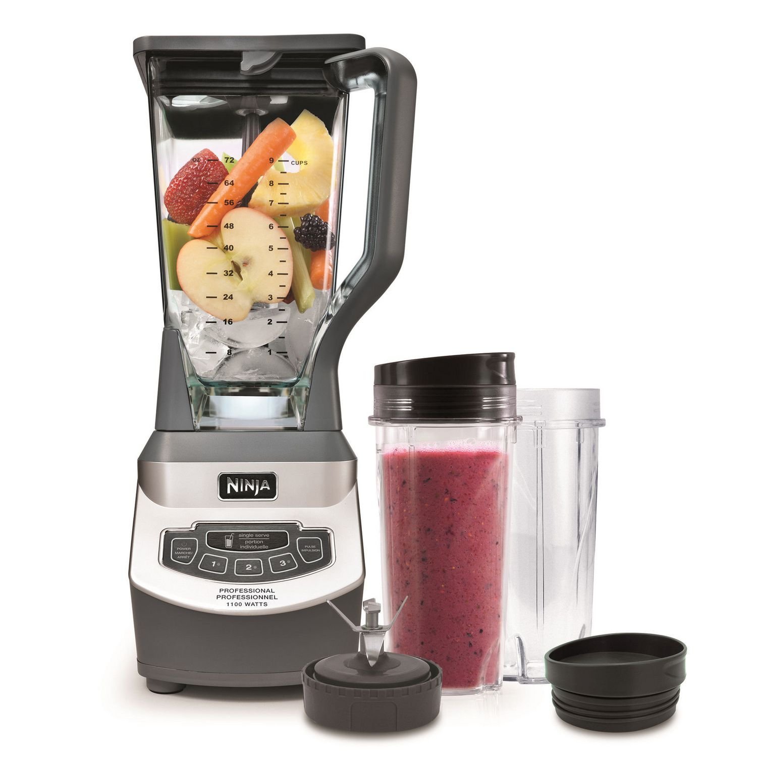 Ninja BL660C Professional Countertop Blender With 1100-Watt Base, 72 Oz Total Crushing Pitcher and 16 Oz Cups For Frozen Drinks and Smoothies,