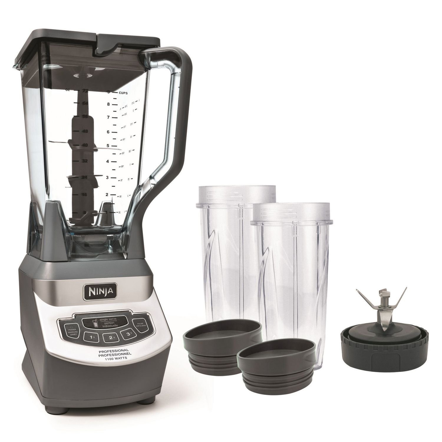 Ninja BL660C Professional Countertop Blender With 1100-Watt Base, 72 Oz Total Crushing Pitcher and 16 Oz Cups For Frozen Drinks and Smoothies,