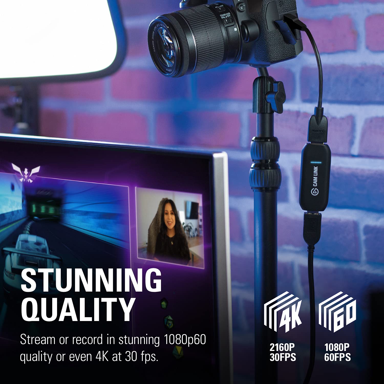 Elgato Cam Link 4K - diffusion en direct, enregistrement par appareil photo reflex numérique, caméscope ou caméra d'action, 1080p60 ou 4K à