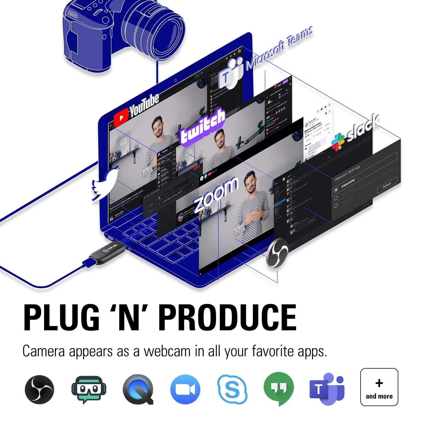 Elgato Cam Link 4K - diffusion en direct, enregistrement par appareil photo reflex numérique, caméscope ou caméra d'action, 1080p60 ou 4K à