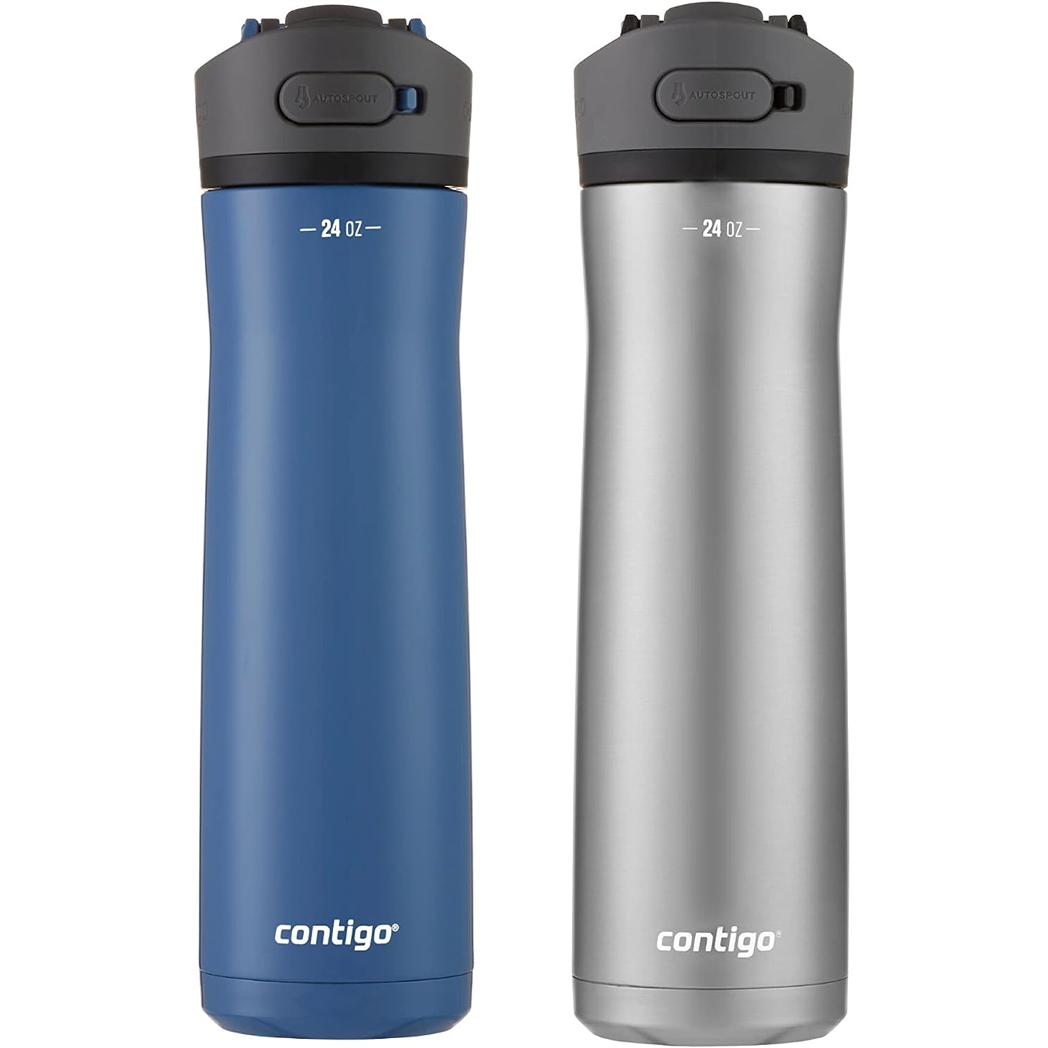 Contigo Ashland Chill 2.0 Stainless Steel Water Bottle with Leak-Proof Lid and Angled Straw, Vaccum-Insulated Water Bottle with Handled Lid, 24oz