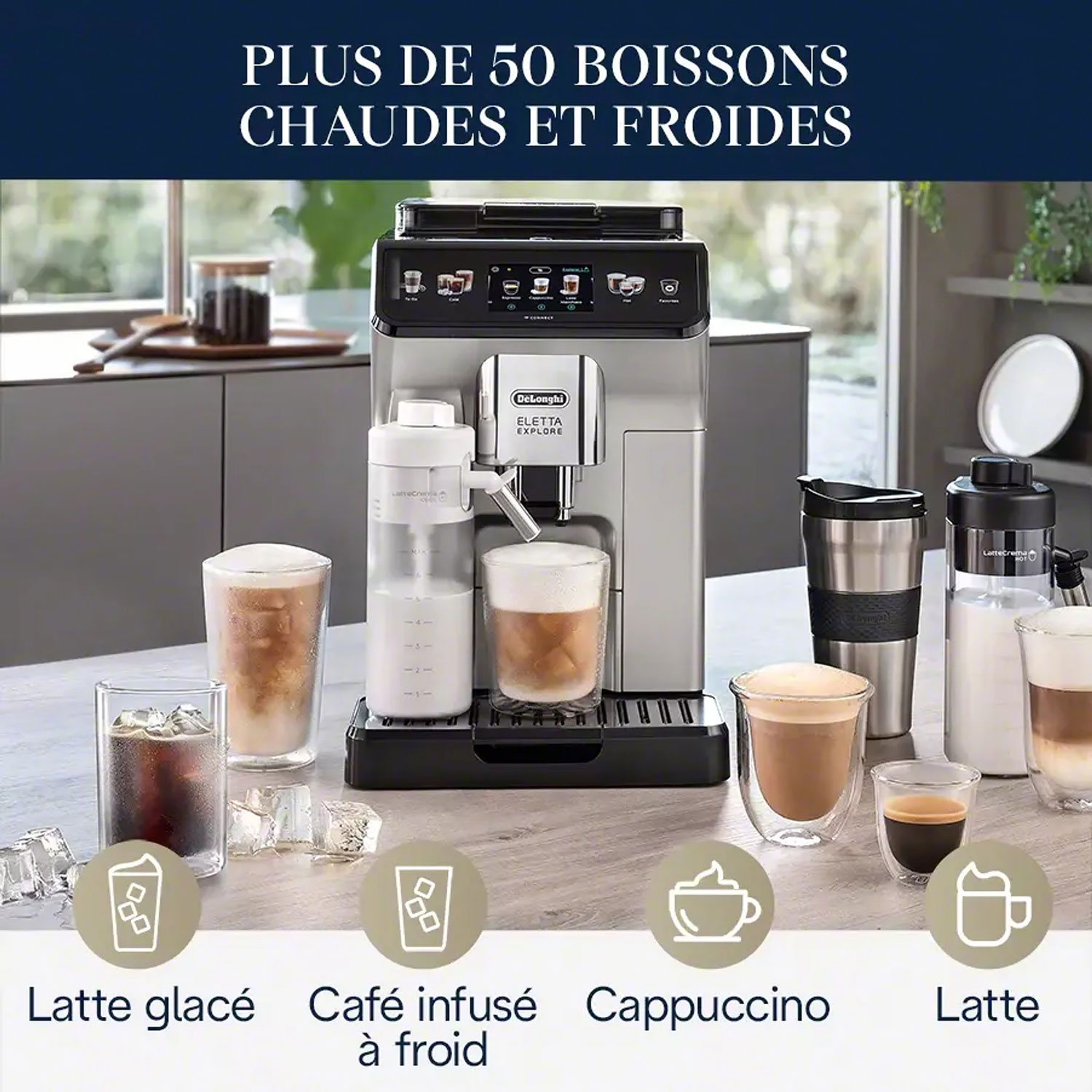 De'Longhi Eletta Explore Automatic Espresso Machine with Frother & Coffee Grinder - Silver