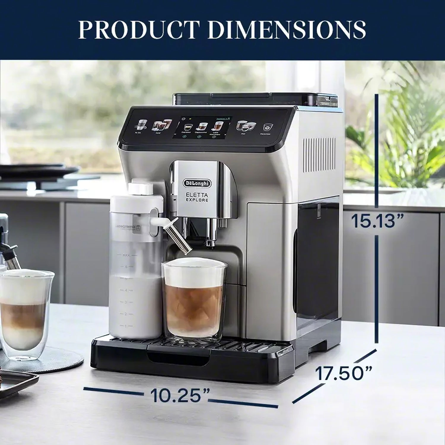 De'Longhi Eletta Explore Automatic Espresso Machine with Frother & Coffee Grinder - Silver
