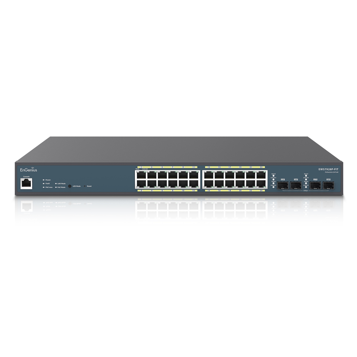 EnGenius – Commutateur PoE+ Gigabit géré EWS7928P-FIT 24 ports Fit L2 plus, budget 240&nbsp;W, 4 ports Uplink SFP