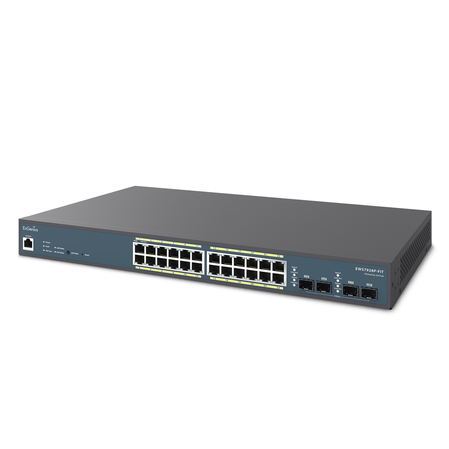 EnGenius – Commutateur PoE+ Gigabit géré EWS7928P-FIT 24 ports Fit L2 plus, budget 240&nbsp;W, 4 ports Uplink SFP