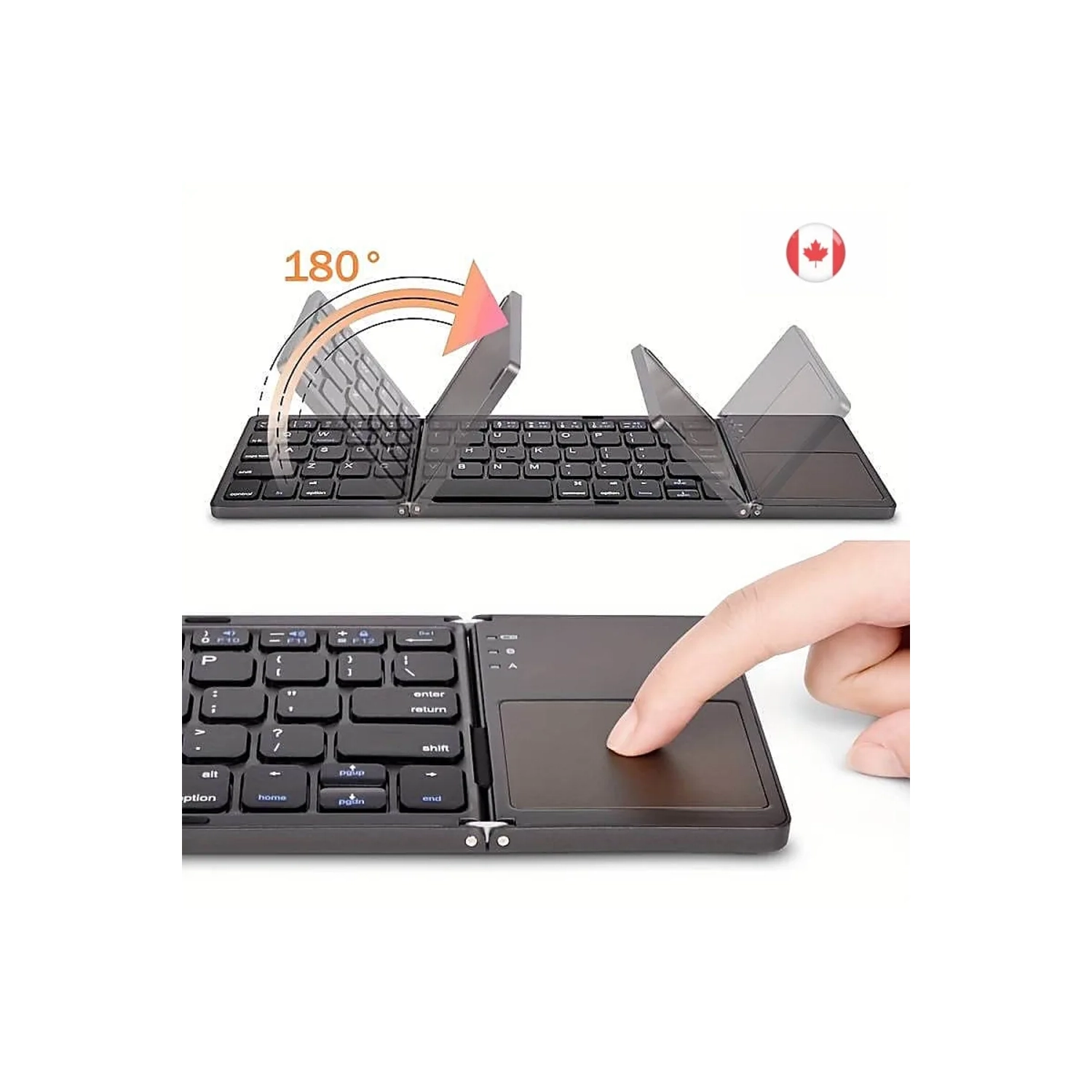 Wireless Folding Keyboard with Touchpad for Windows, Android, iOS. Multi-functional buttons, compact design. Effortless typing on phones and tablets