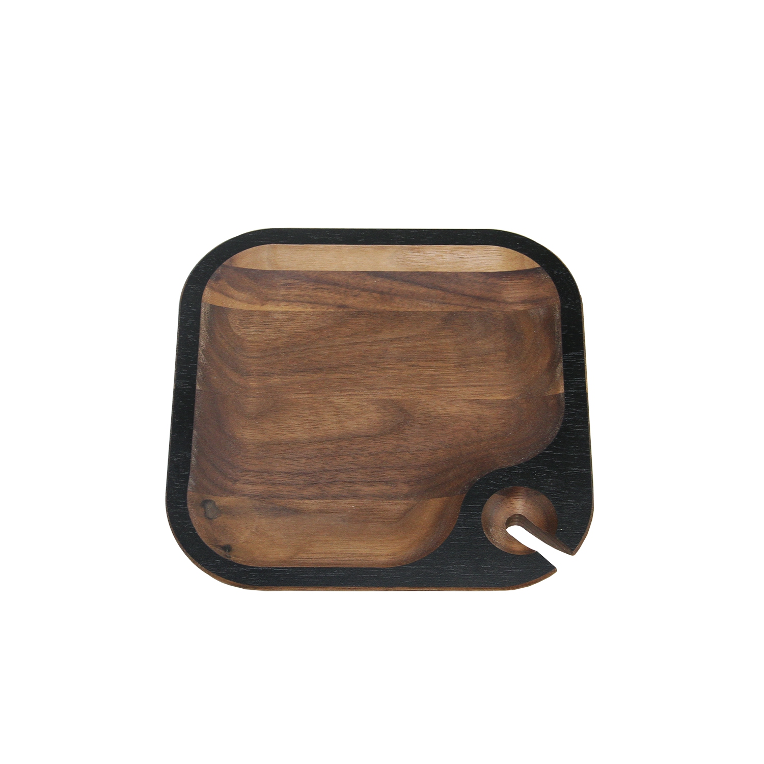 6.5" Brown and Black Square Handcrafted Wine Party Tray