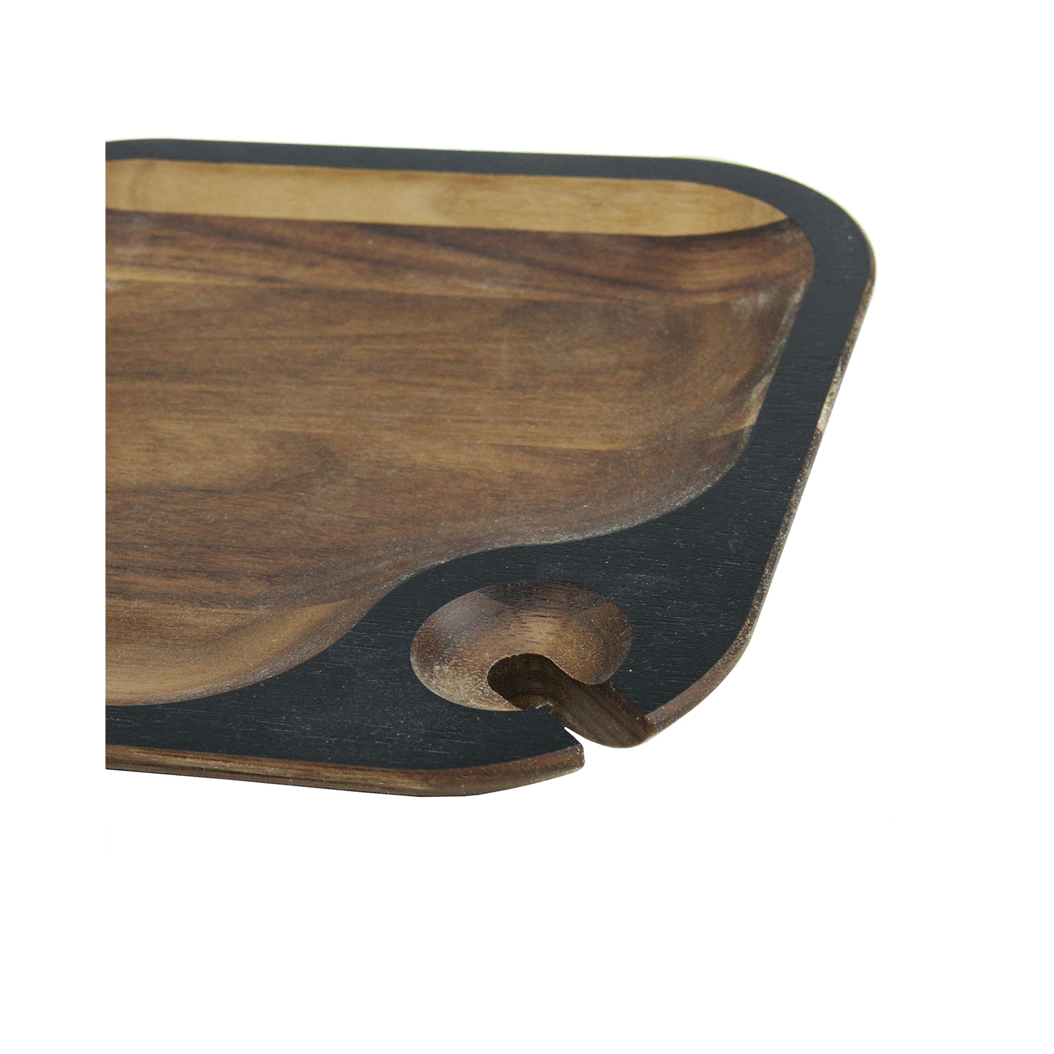 6.5" Brown and Black Square Handcrafted Wine Party Tray