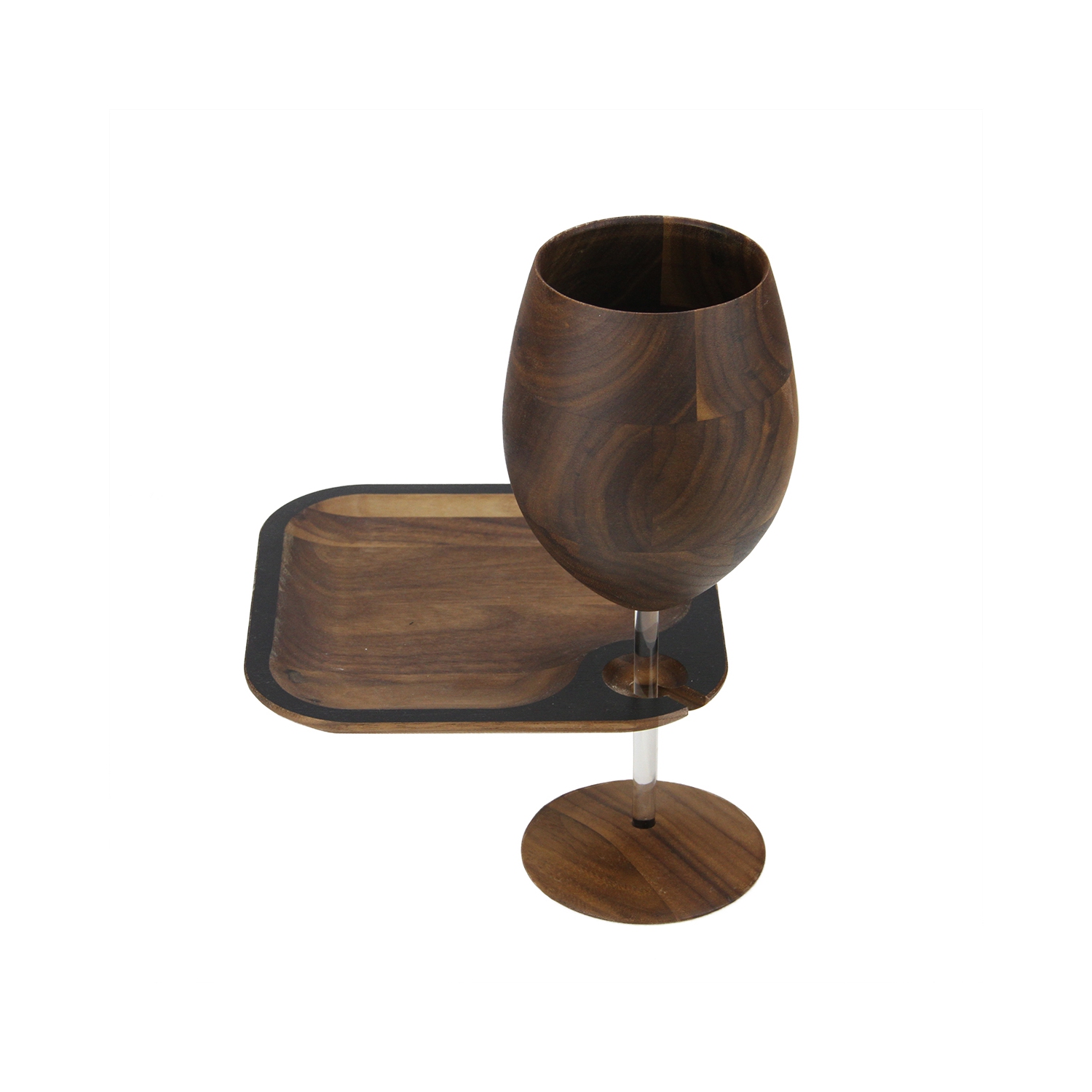 6.5" Brown and Black Square Handcrafted Wine Party Tray