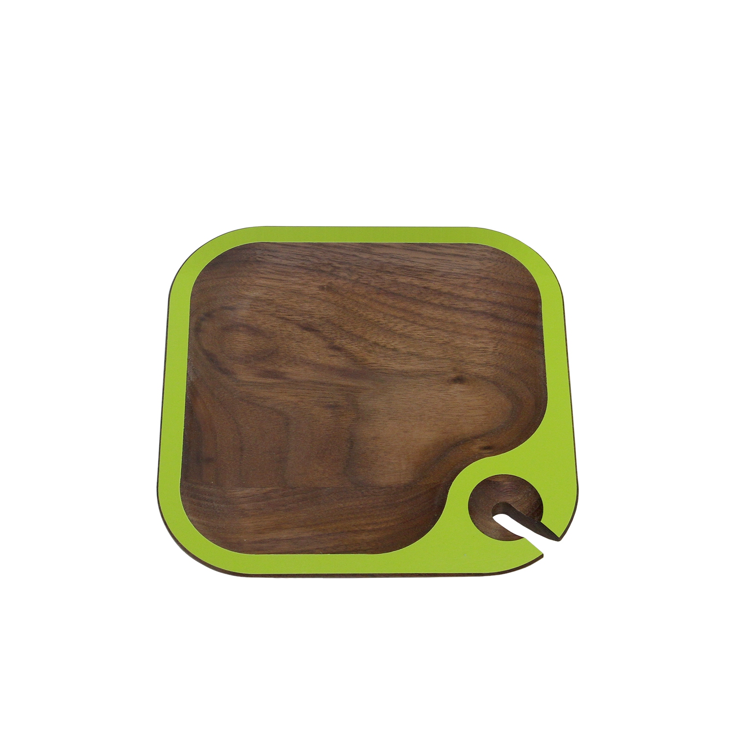 Plateau carré pour fête à vin fait à la main brun et vert de 6,5 po