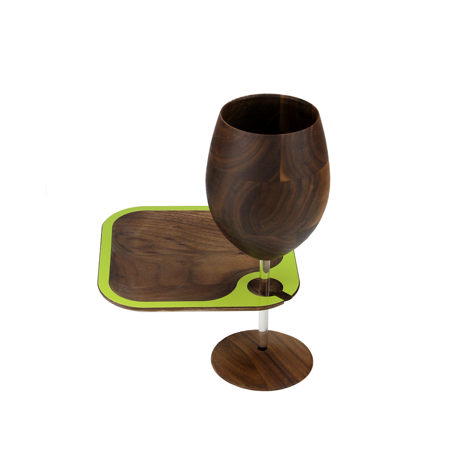 Plateau carré pour fête à vin fait à la main brun et vert de 6,5 po