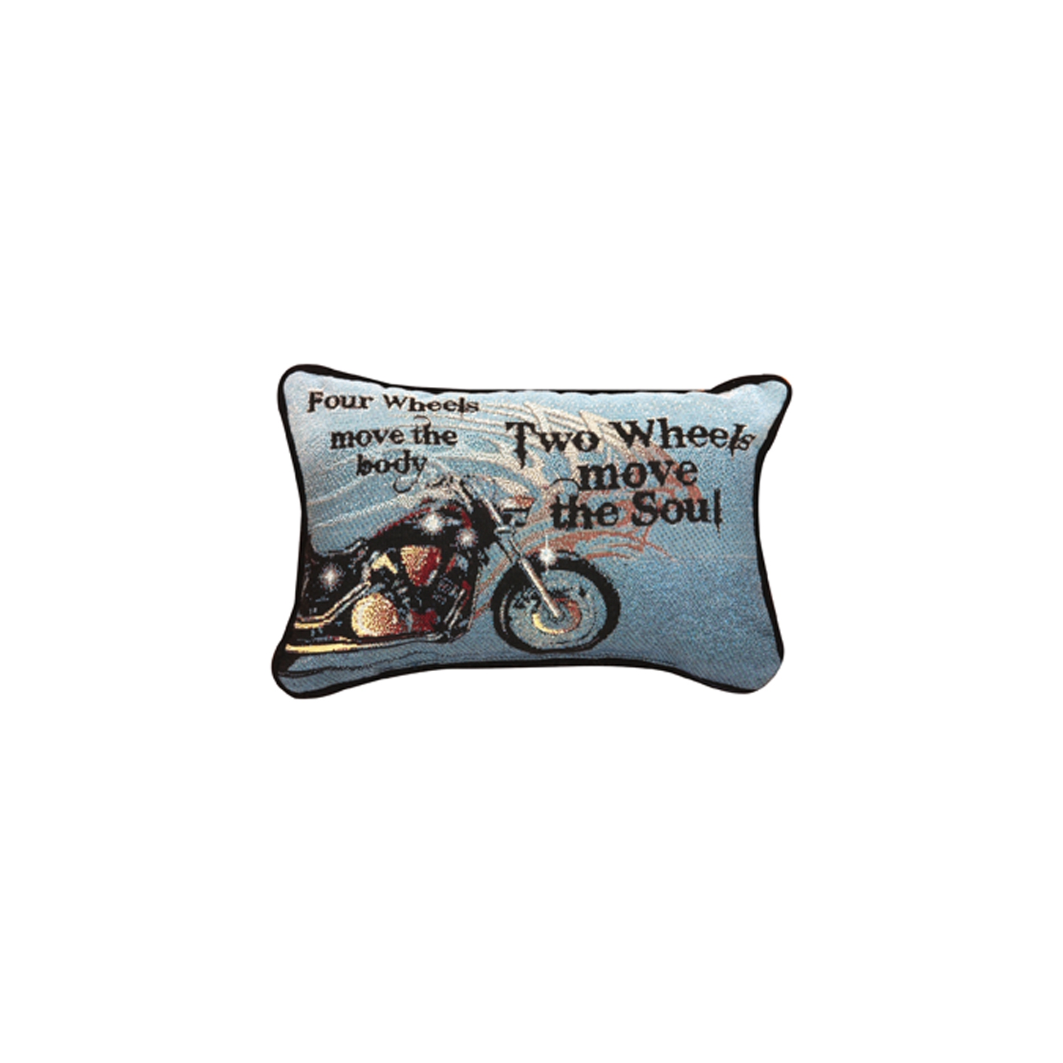 12.5" Blue and Black Motorcycle Rectangular Throw Pillow