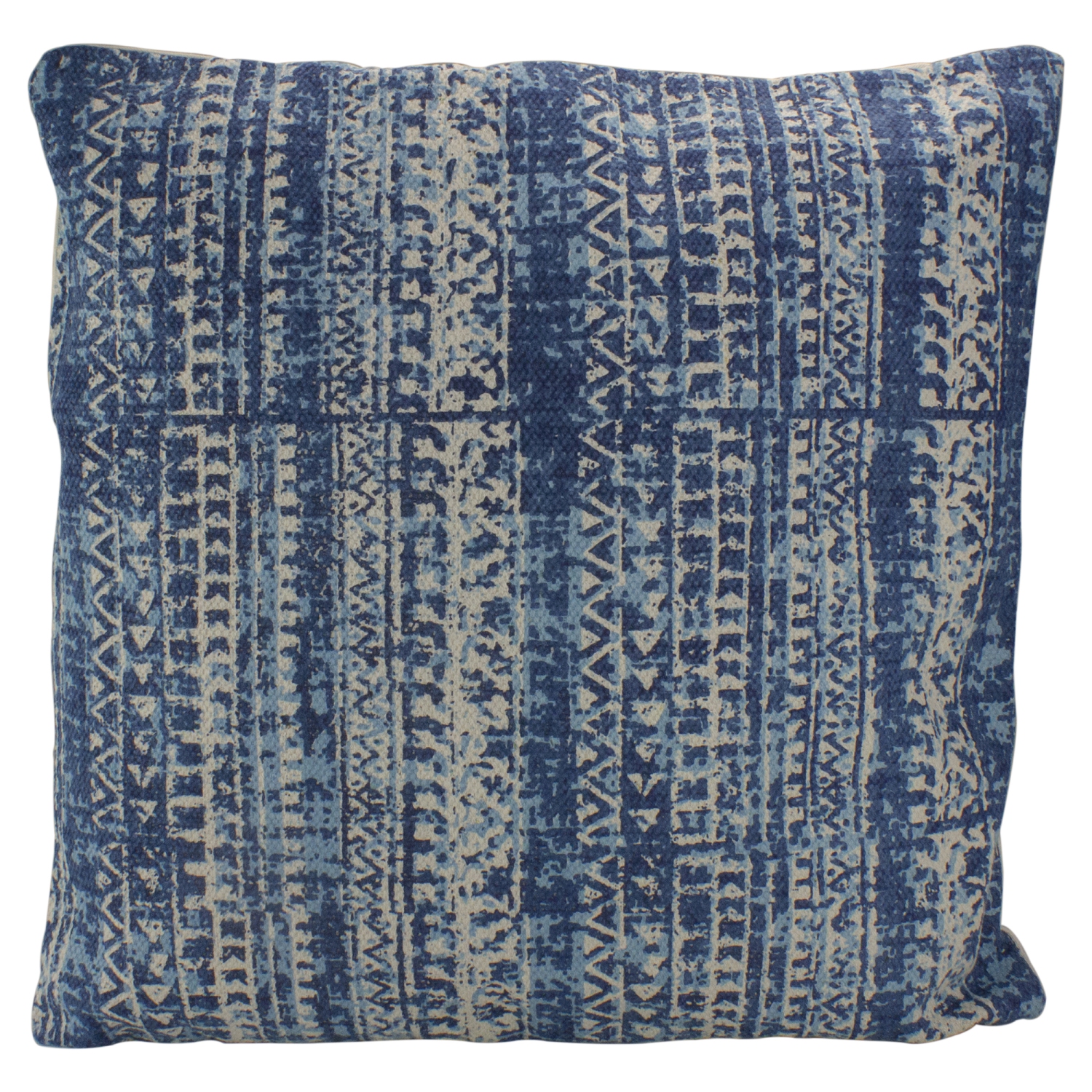 22.5" Blue and White Aztec Striped Square Throw Pillow