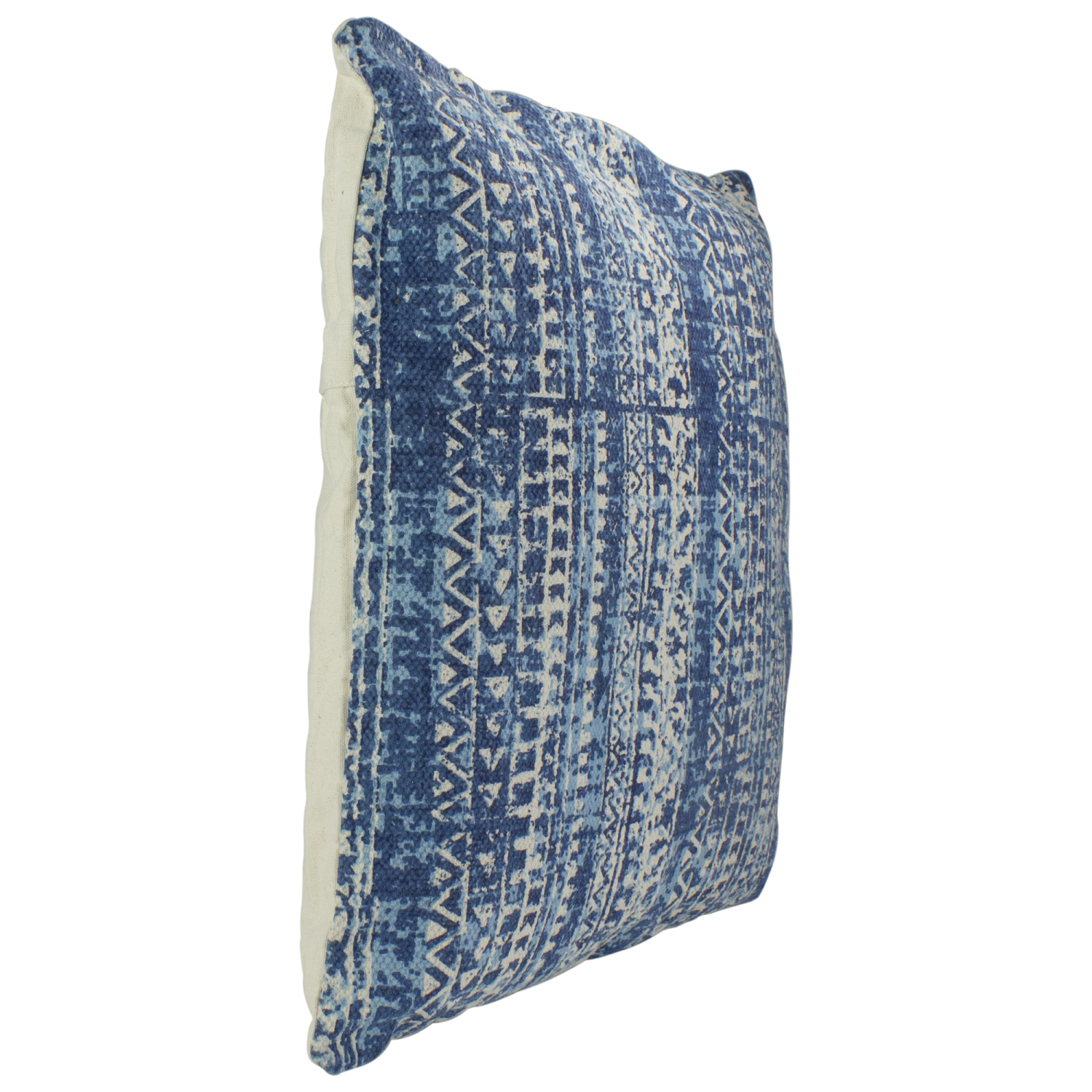 22.5" Blue and White Aztec Striped Square Throw Pillow