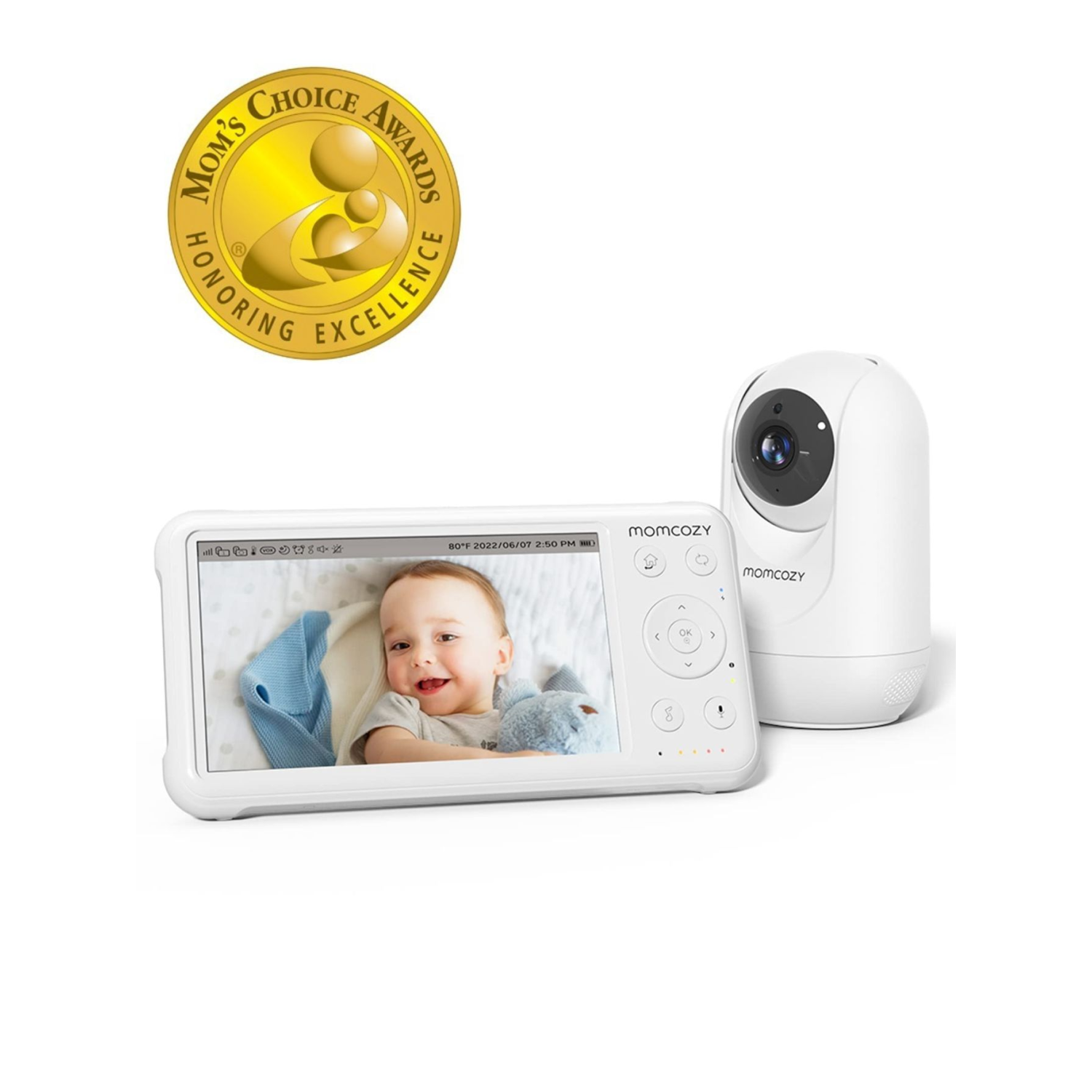 Momcozy Baby Monitor 5" 1080P Split Screen Video Baby Monitor with Camera and Audio no WiFi Infrared Night Vision 2-Way Audio