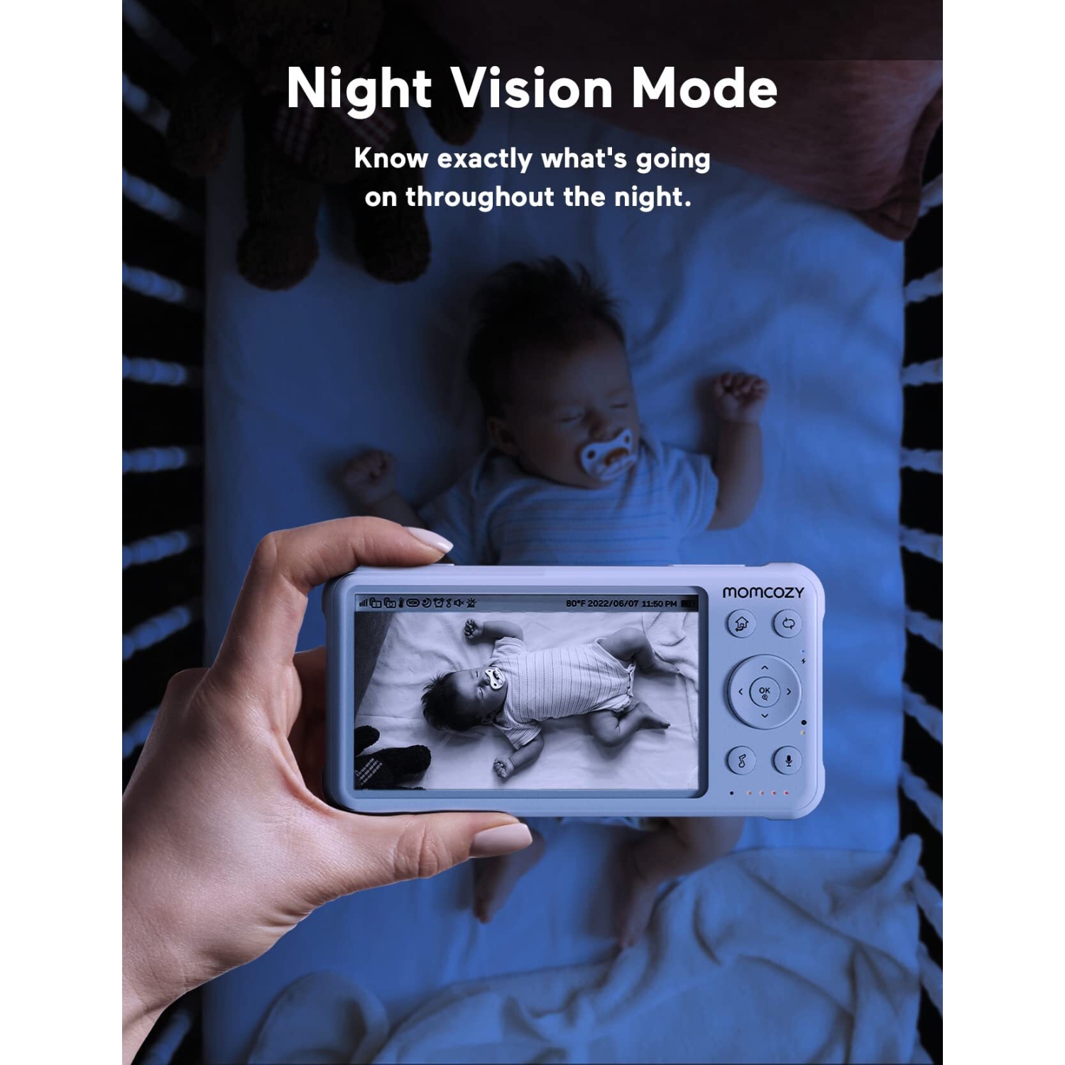 Momcozy Baby Monitor with 2 Cameras 5" 1080P Split Screen Video Baby Monitor with Camera and Audio no WiFi Infrared Night Vision 2-Way Audio