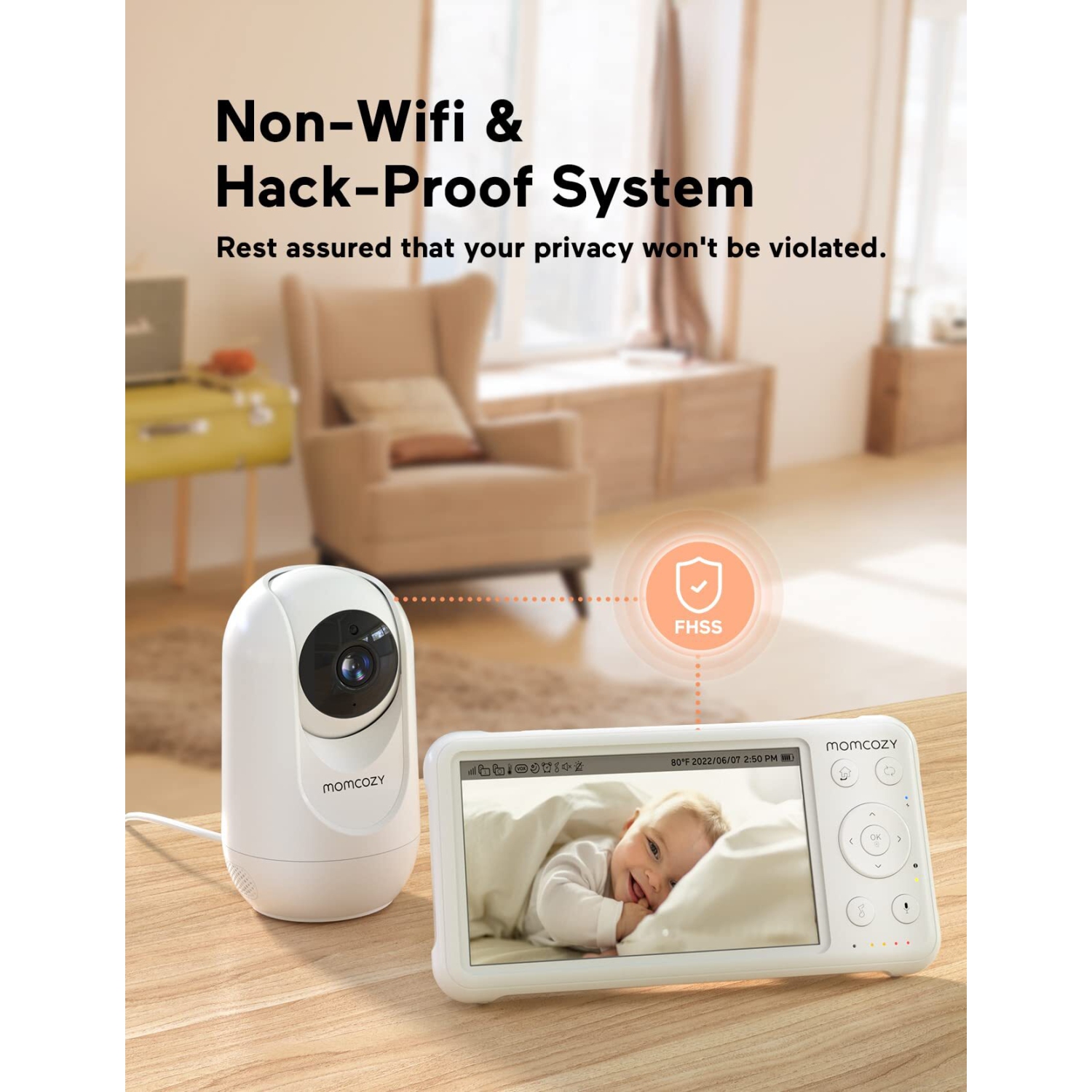 Momcozy Baby Monitor with 2 Cameras 5" 1080P Split Screen Video Baby Monitor with Camera and Audio no WiFi Infrared Night Vision 2-Way Audio