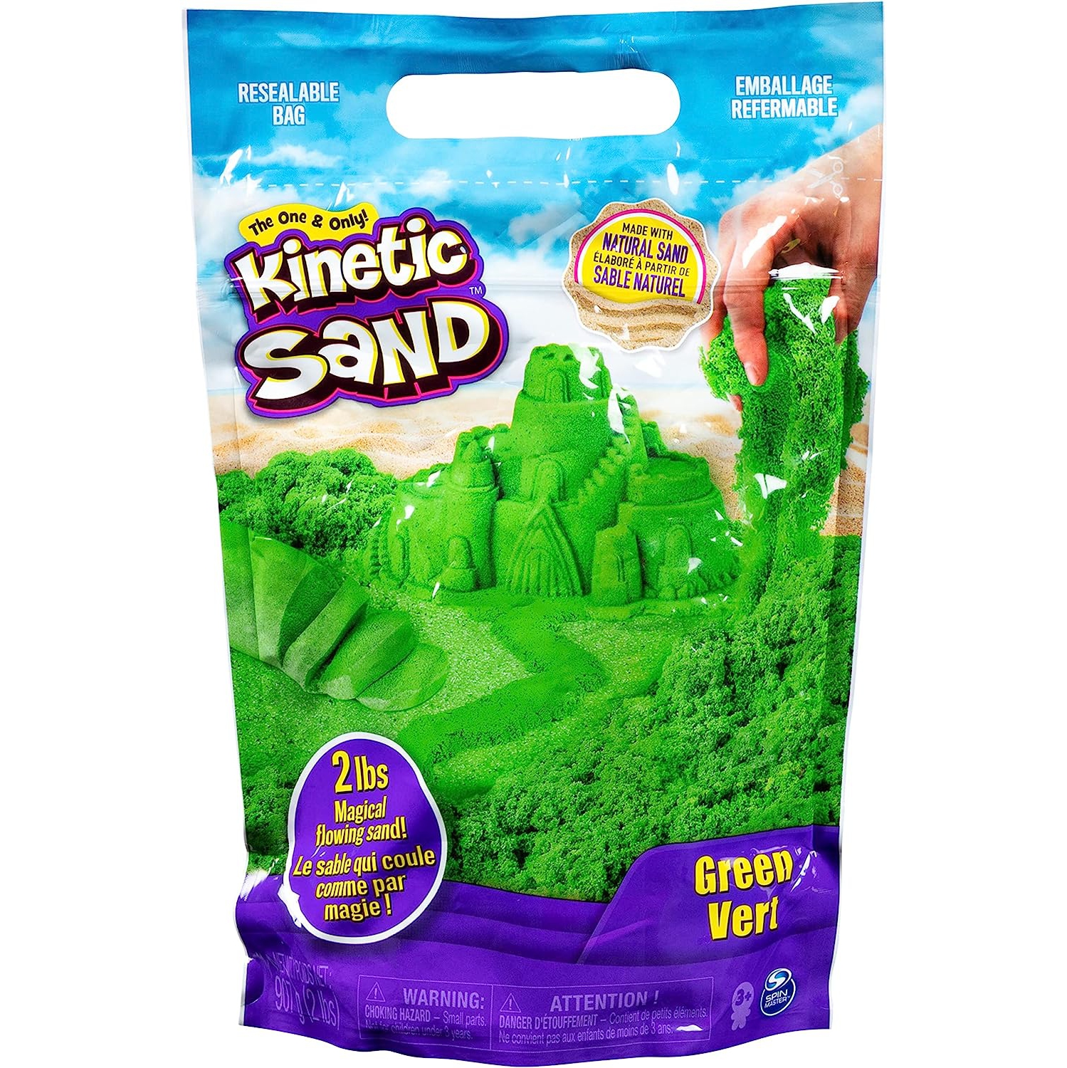 Kinetic Sand, le jouet pour enfants en sable Molable Sensory Original pour enfants, vert, 2&nbsp;lb. Sac refermable, 3 ans et plus