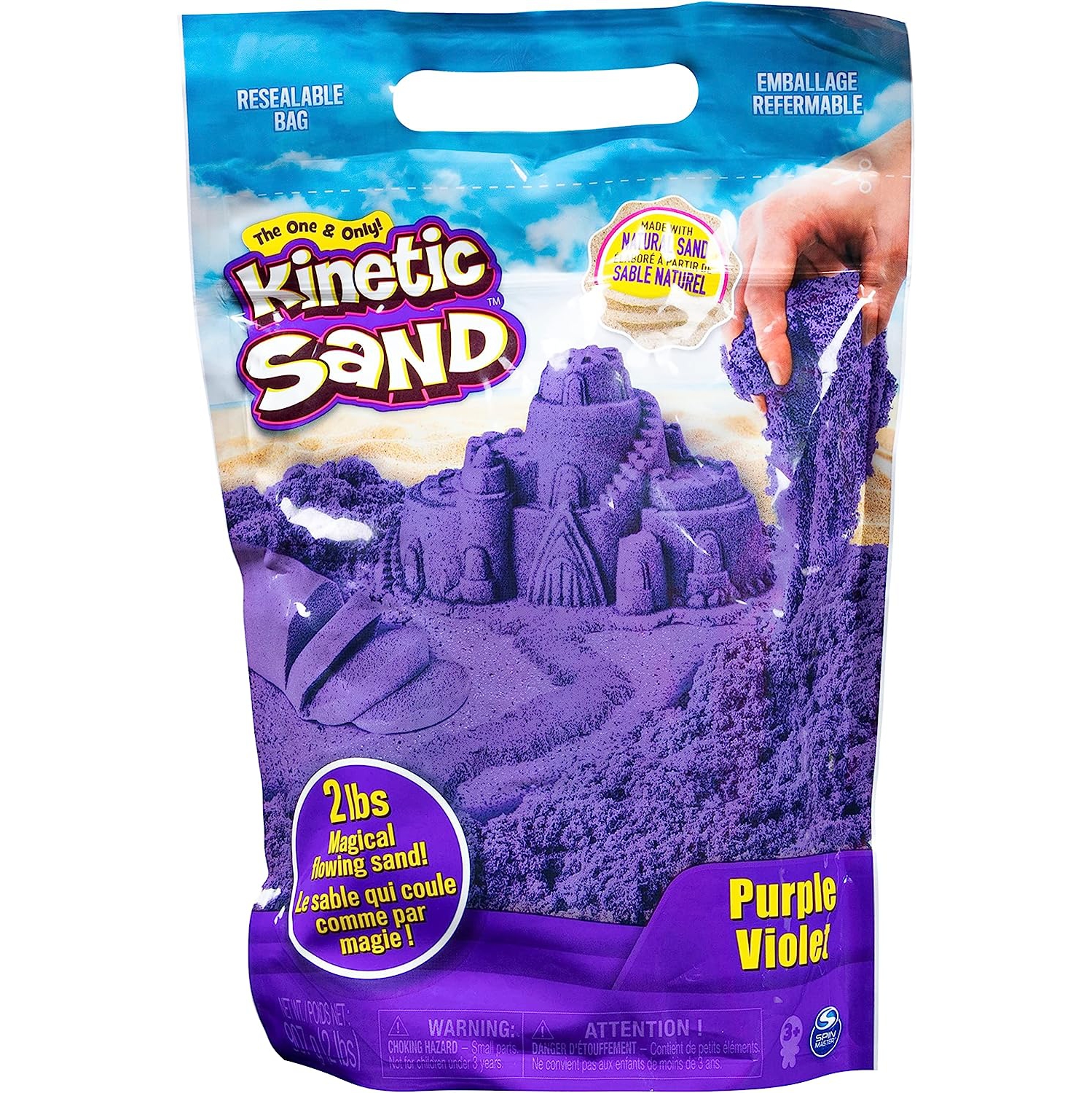 Kinetic Sand, le jouet original molable Sensory Play pour enfants, violet, 2&nbsp;lb. Sac refermable, 3 ans et plus