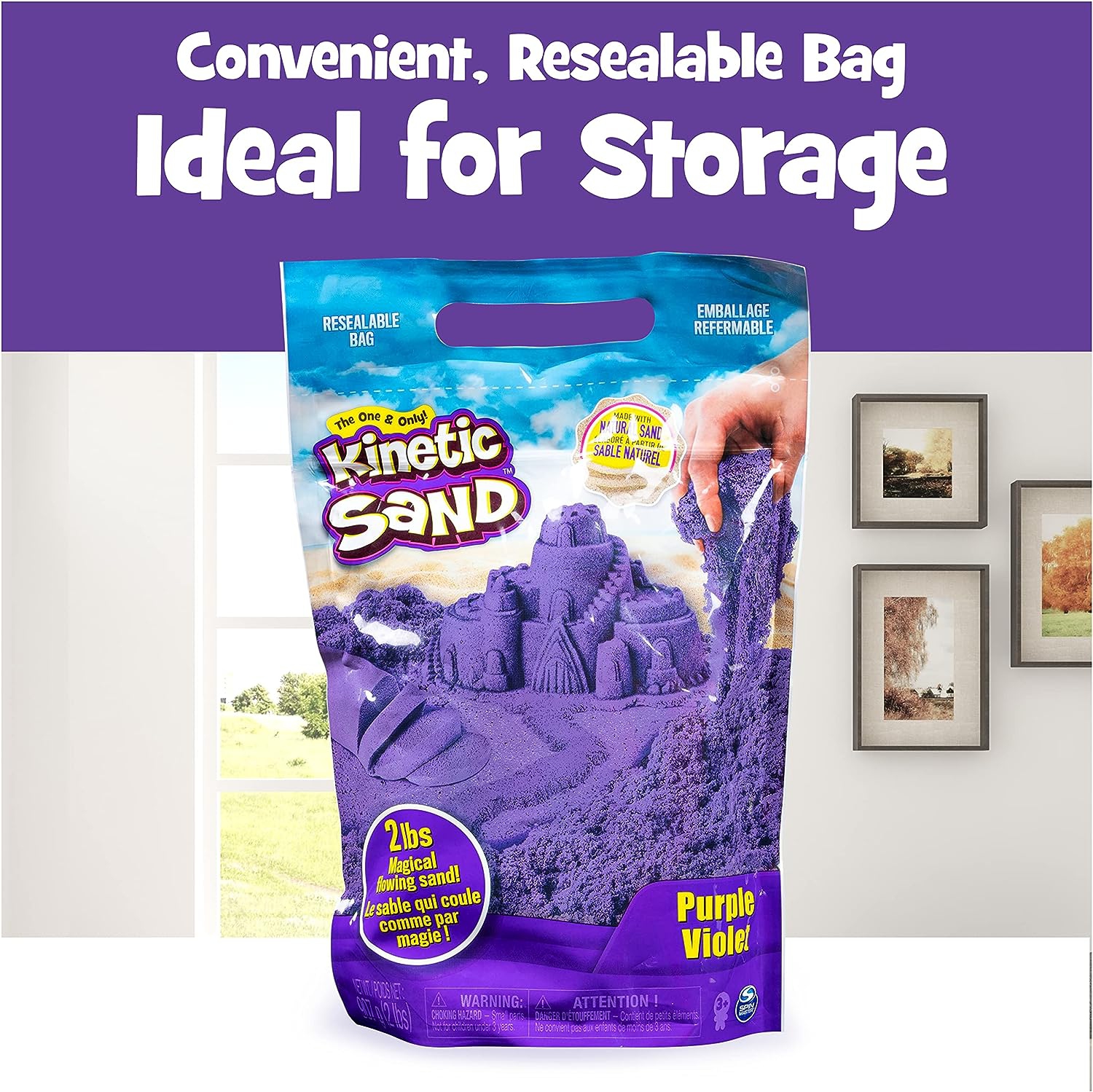Kinetic Sand, le jouet original molable Sensory Play pour enfants, violet, 2&nbsp;lb. Sac refermable, 3 ans et plus