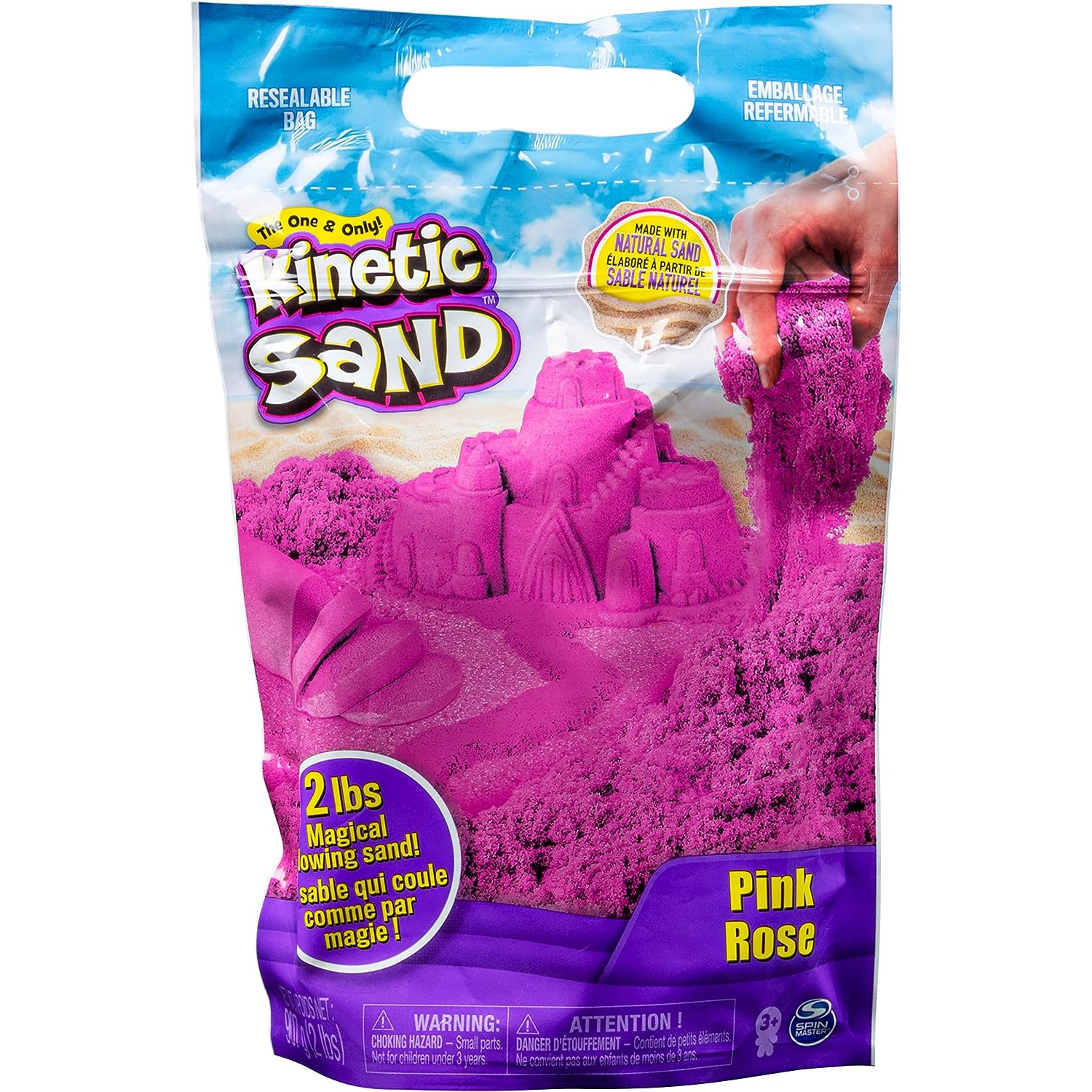 Kinetic Sand, The Original Moldable Sensory Play Sand, Pink, 2 lb. Resealable Bag, Ages 3+