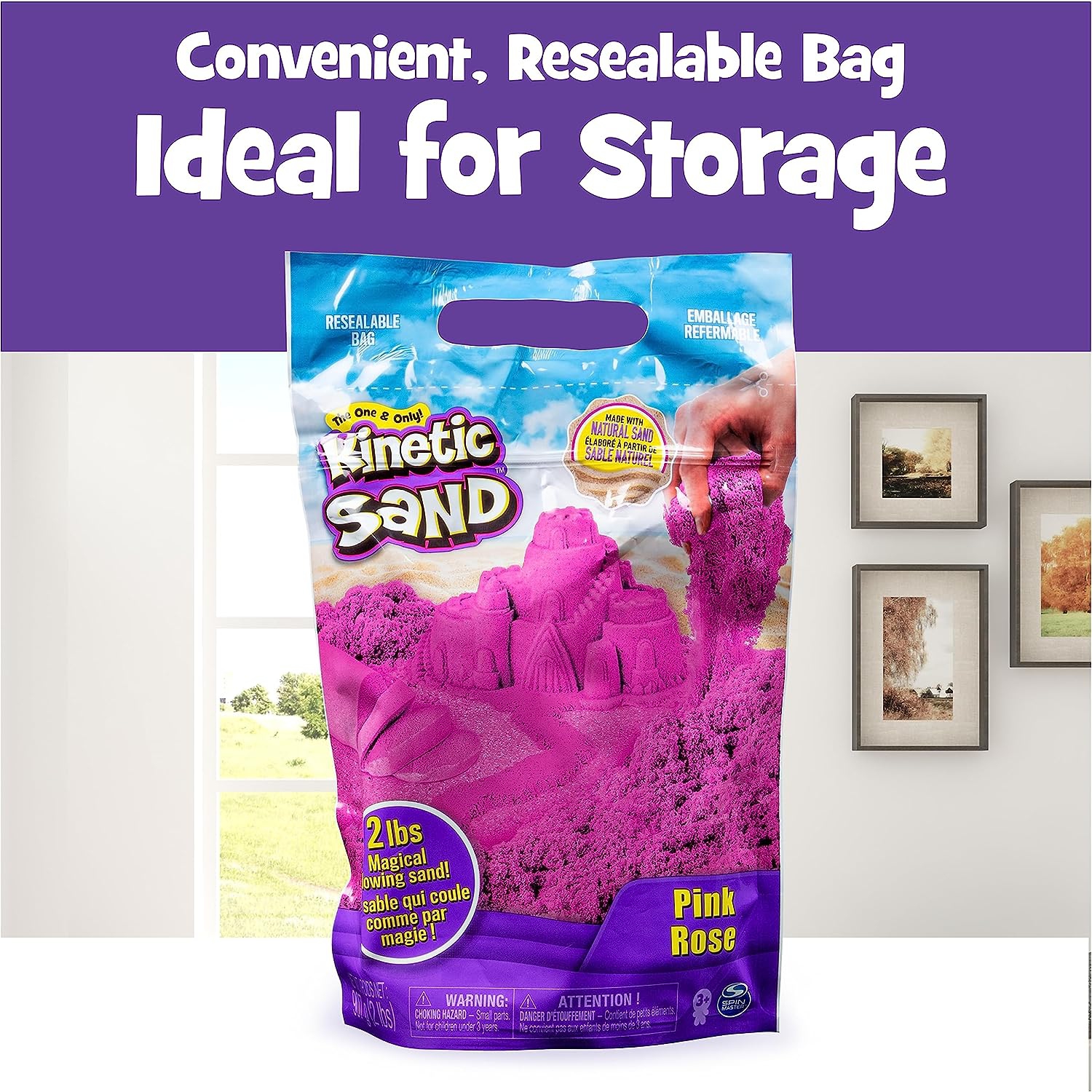 Kinetic Sand, The Original Moldable Sensory Play Sand, Pink, 2 lb. Resealable Bag, Ages 3+