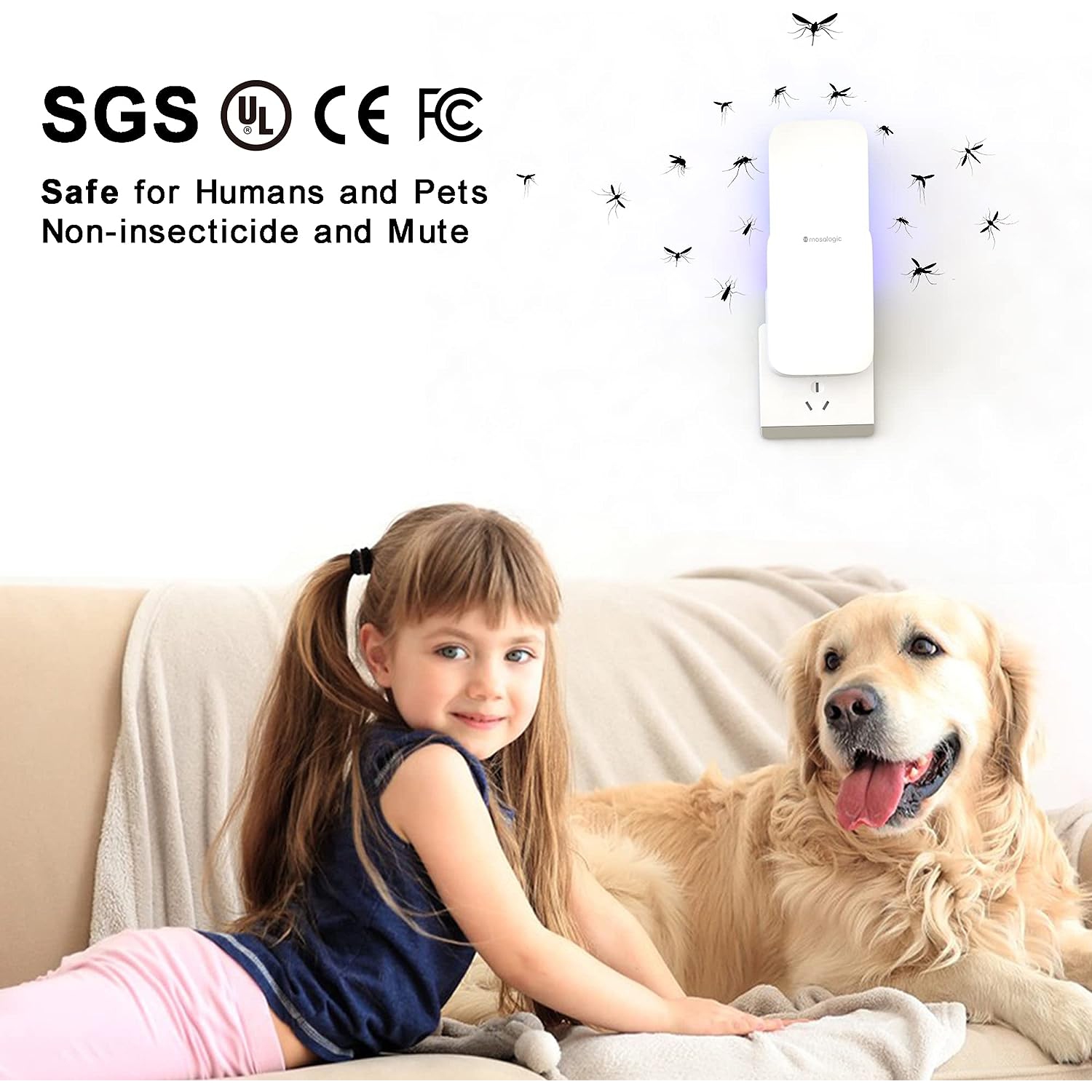 Mosalogic 2 in 1 Indoor Fly Insect Trap with Night Light