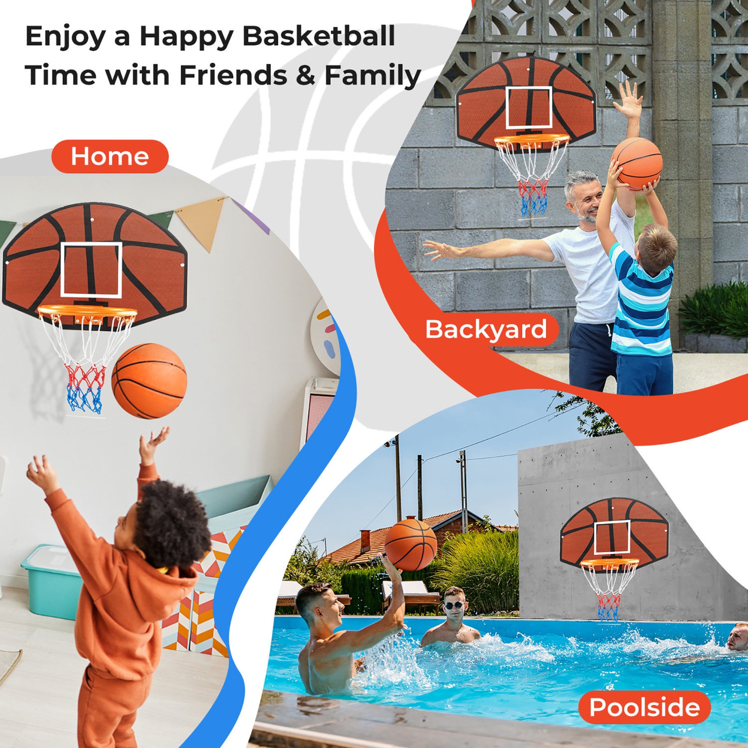 Gymax 26'' Wall Mounted Basketball Hoop Set w/Shatter-proof Backboard Indoor Toy Gift